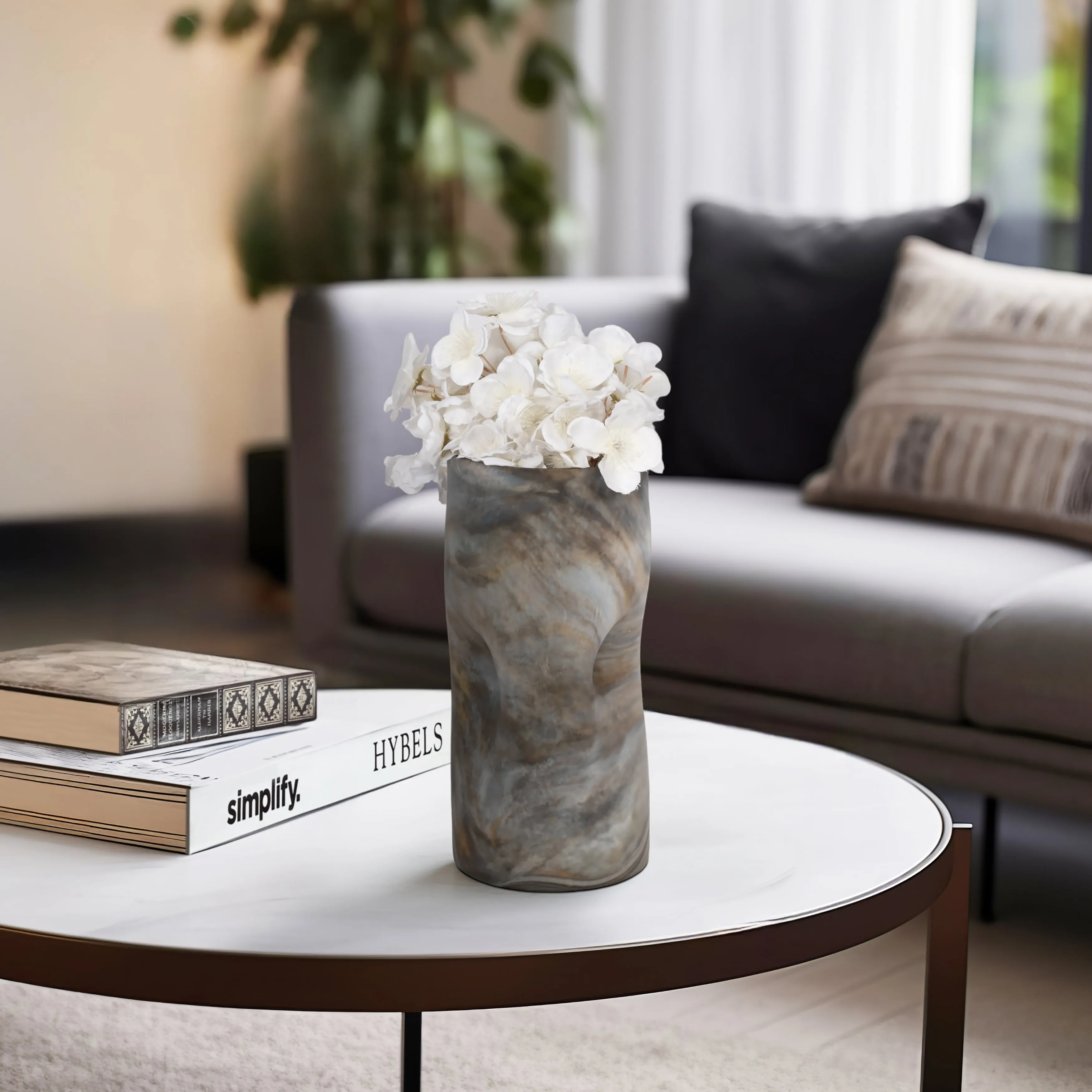 10" Dimpled Alabaster Finish Vase, Multi