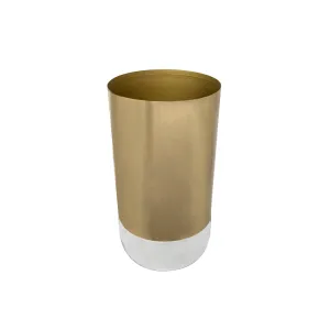 10" METAL & GLASS VASE, GOLD