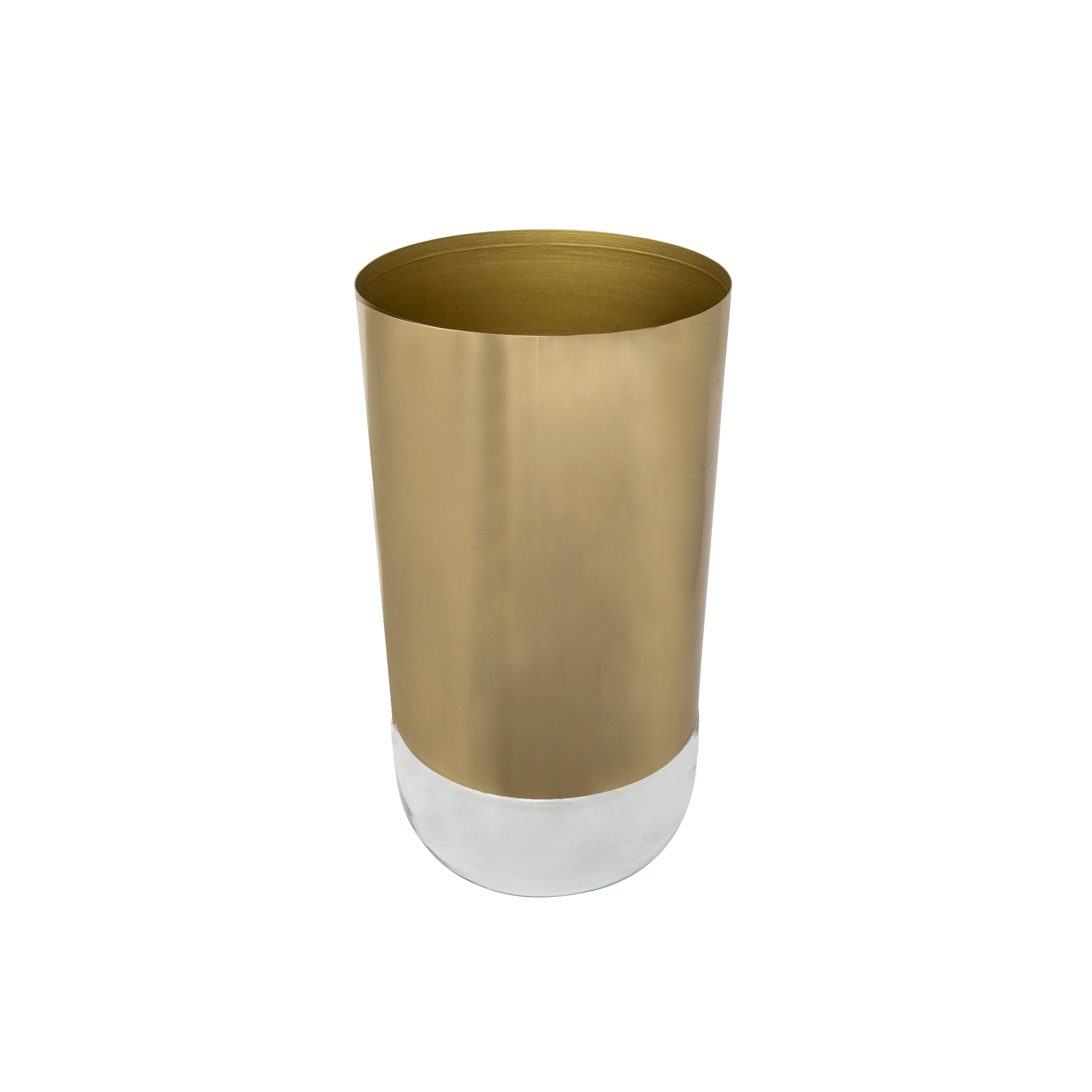 10" METAL & GLASS VASE, GOLD
