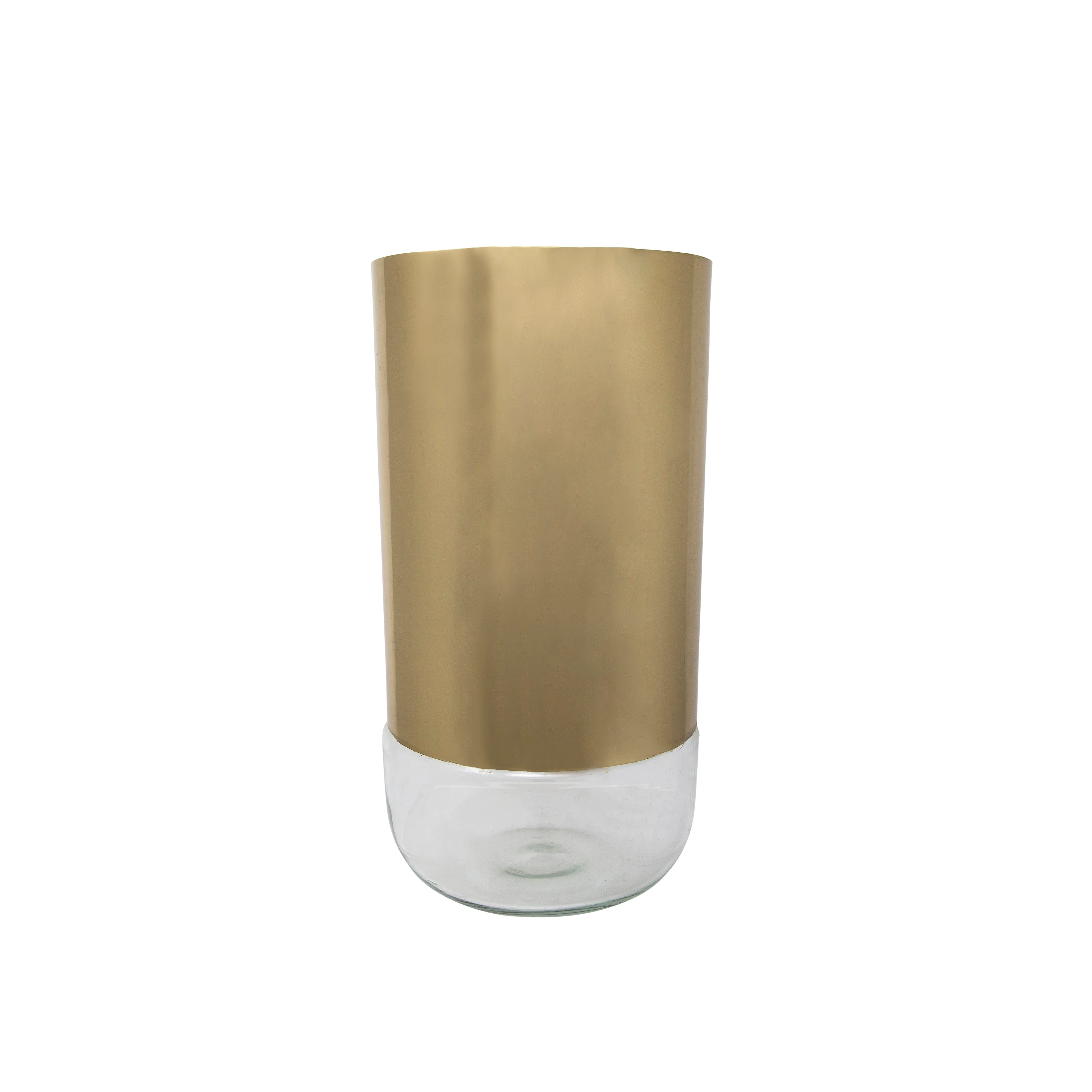 10" METAL & GLASS VASE, GOLD