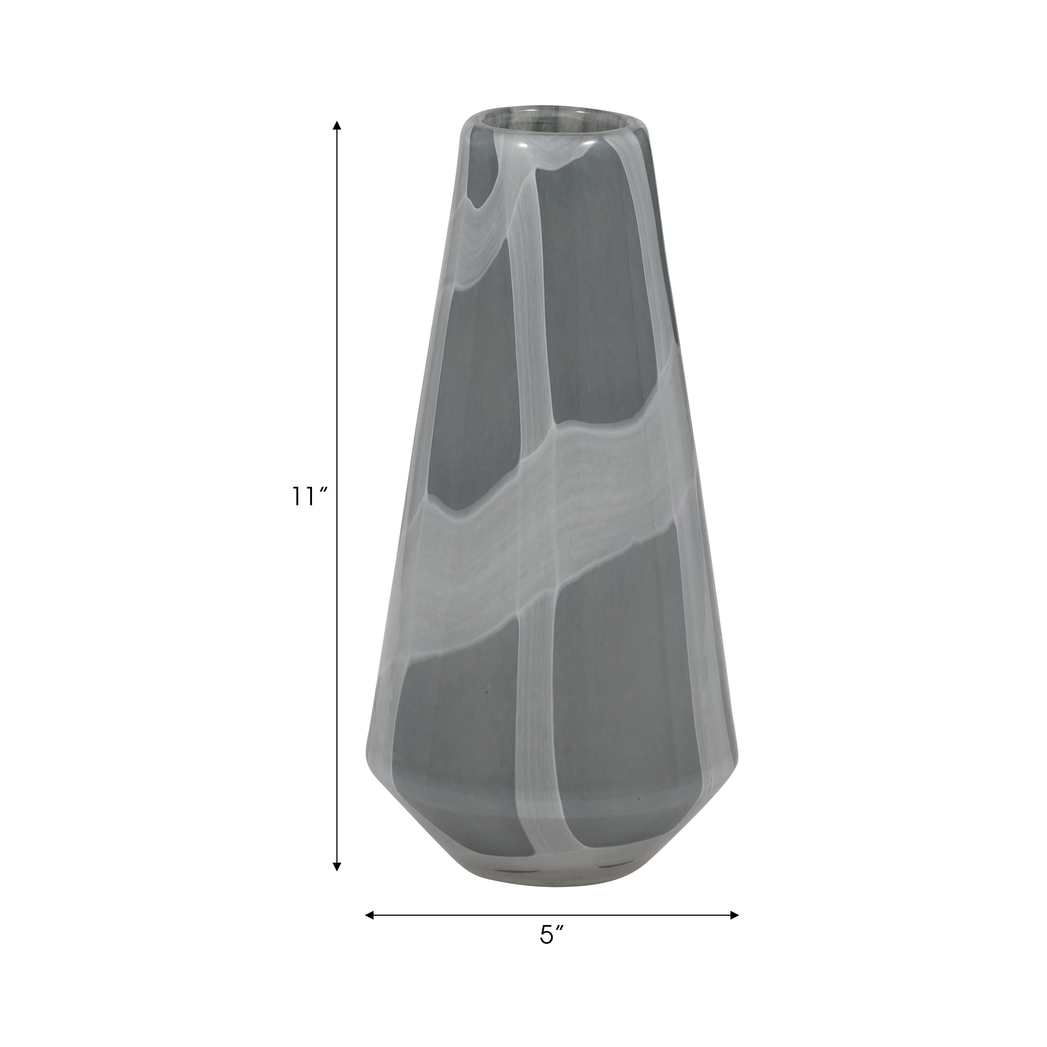 11" VICTORIA LARGE GRAY GLASS VASE