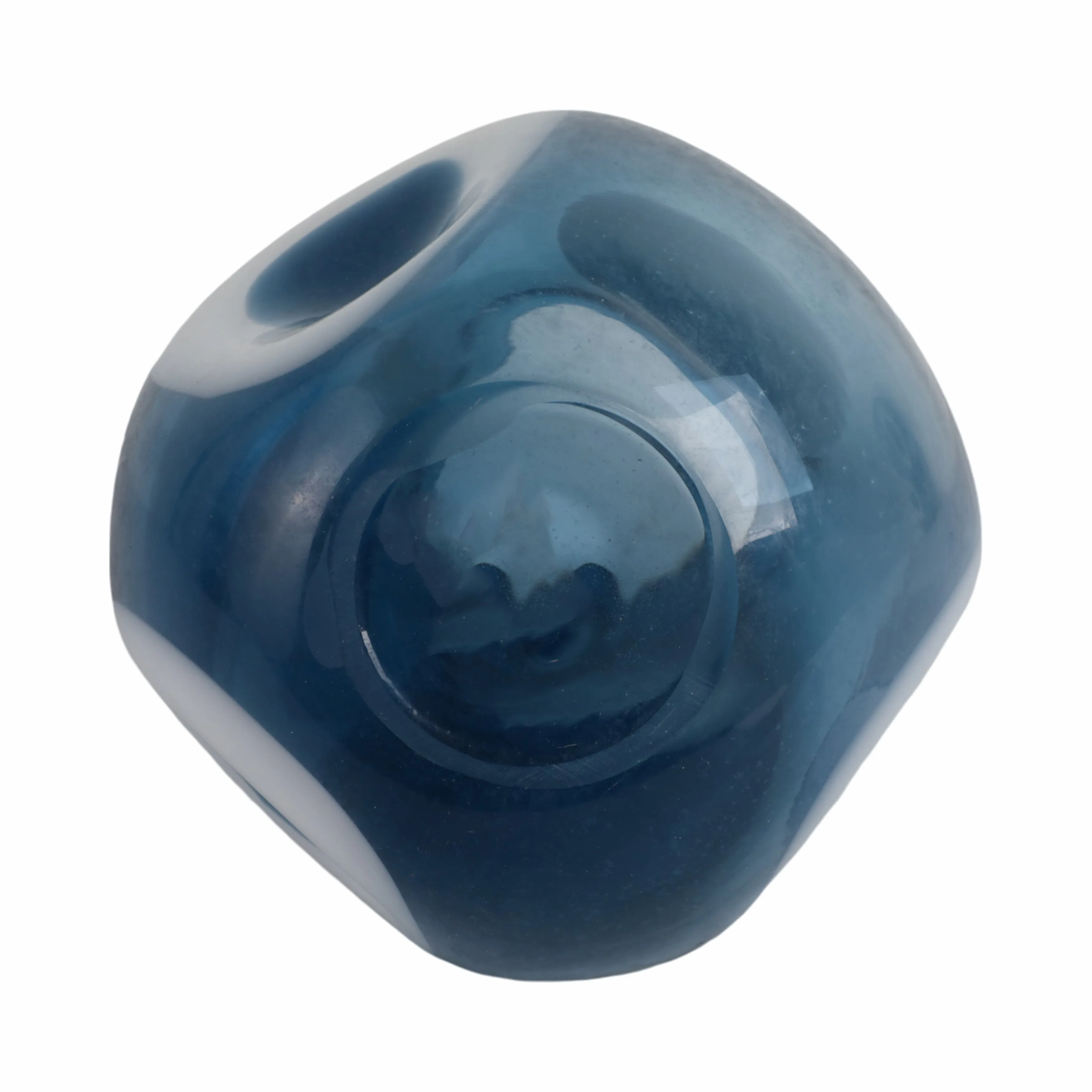 11x8" Curvy Polka Dot Glass Vase, Blue/white