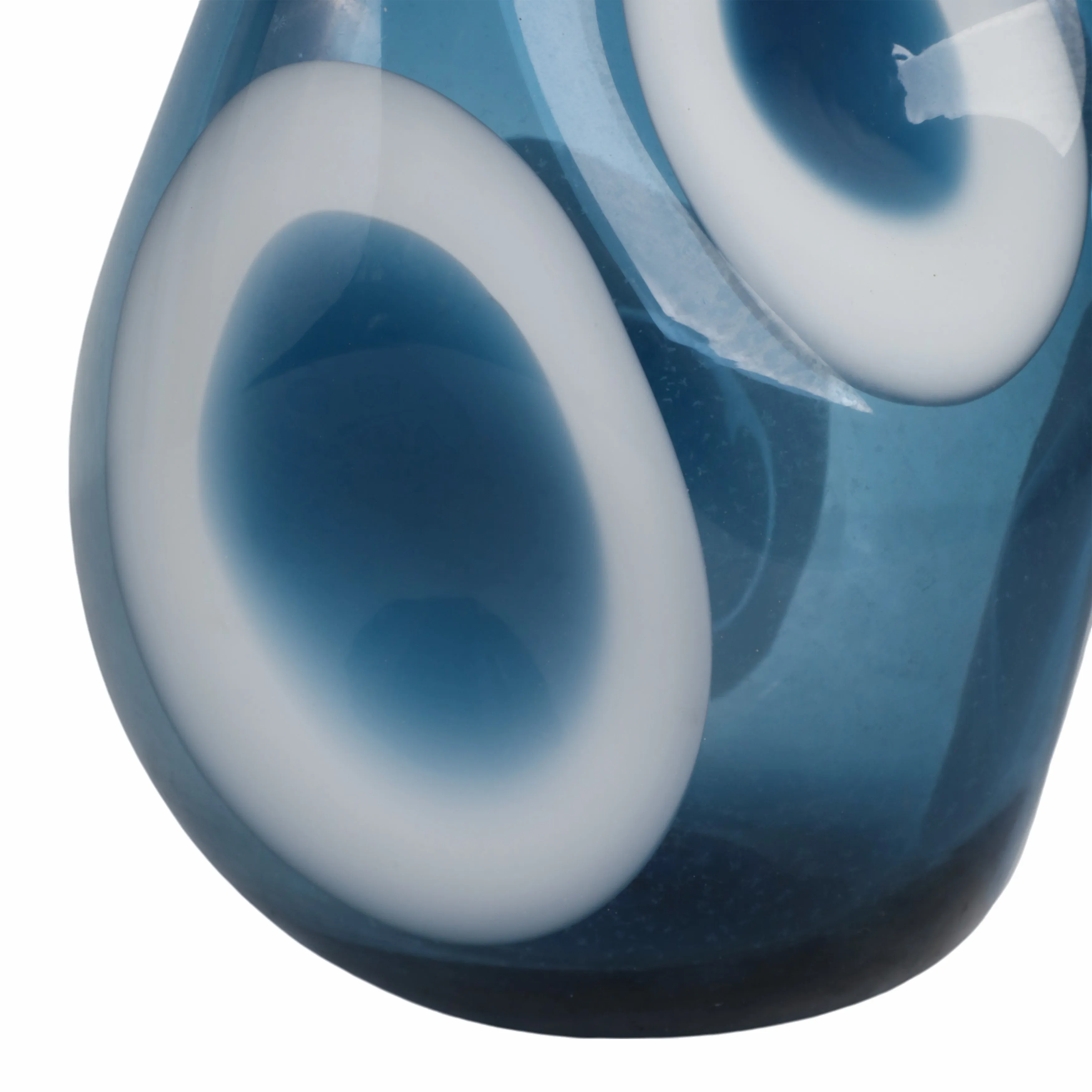 11x8" Curvy Polka Dot Glass Vase, Blue/white