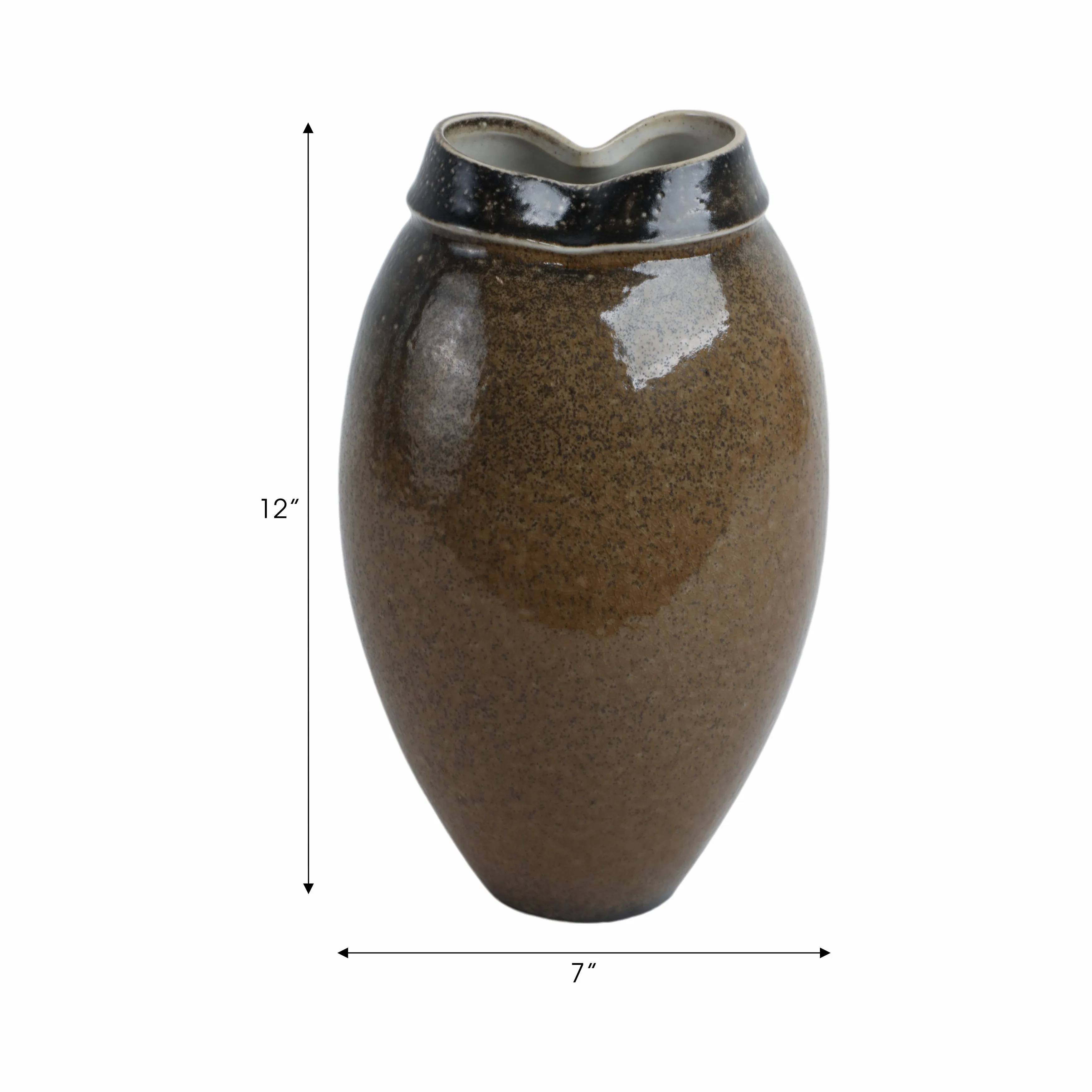 12" Callen Tall Porcelain Vase, Brown