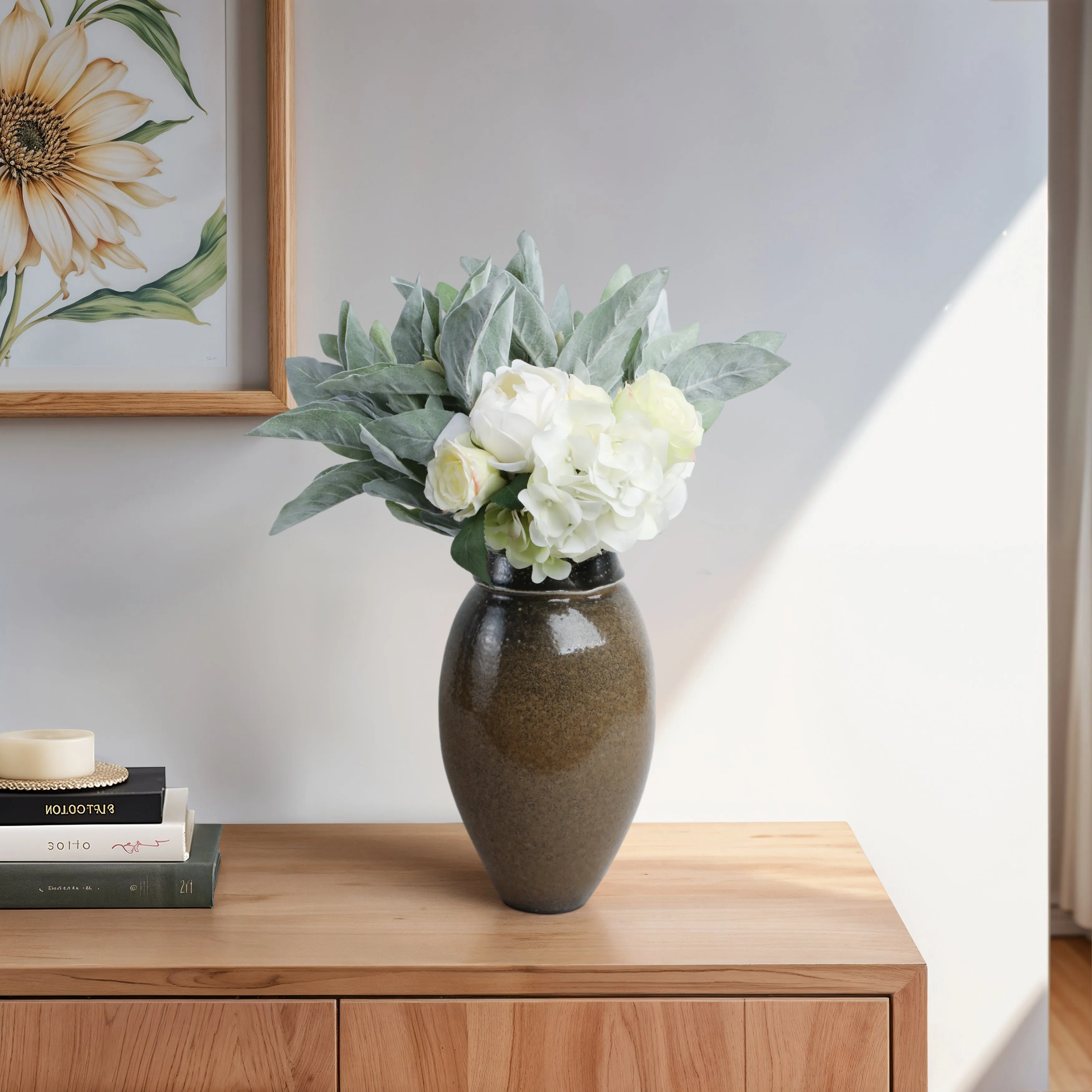 12" Callen Tall Porcelain Vase, Brown