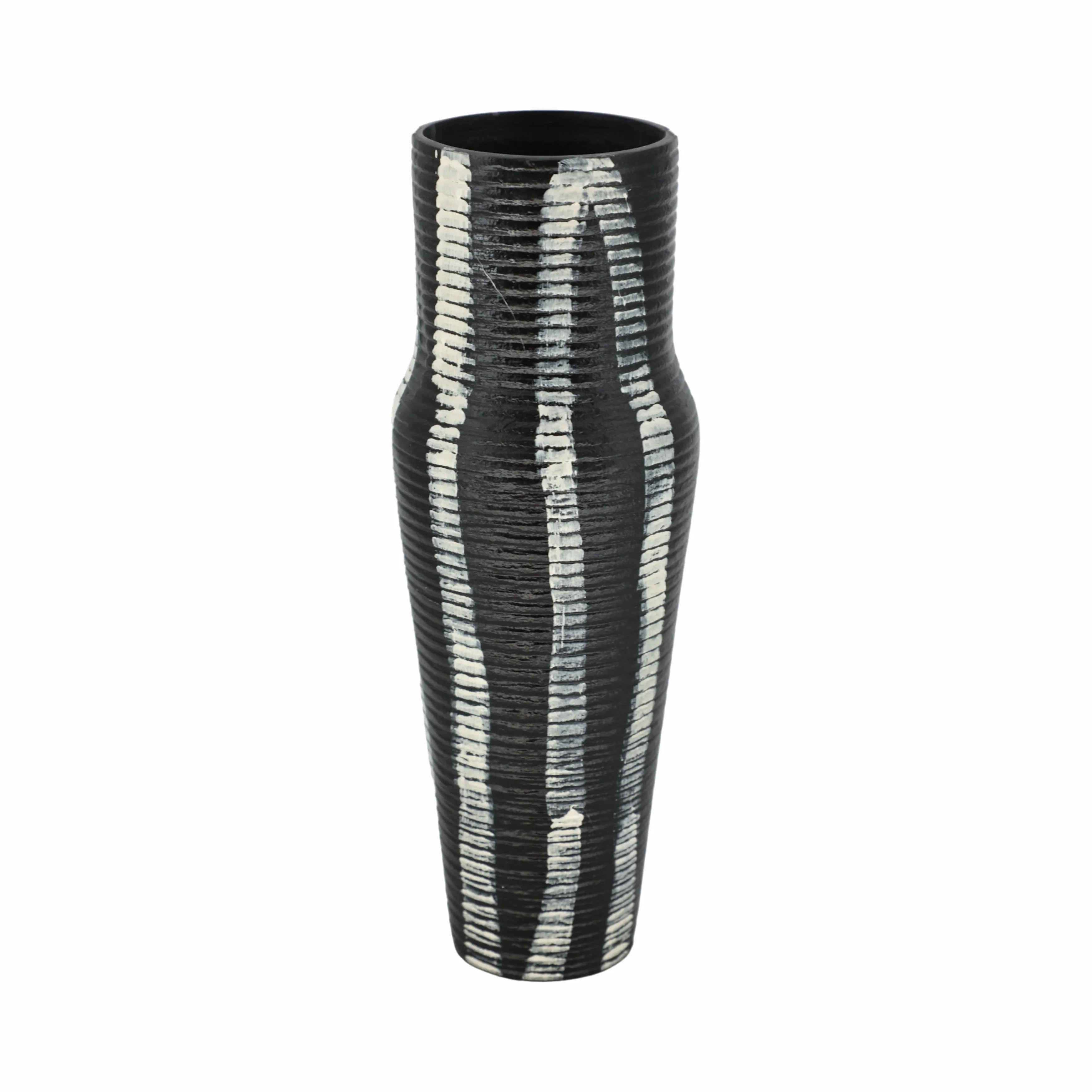 12" Percy Patterned Gray Metal Vase