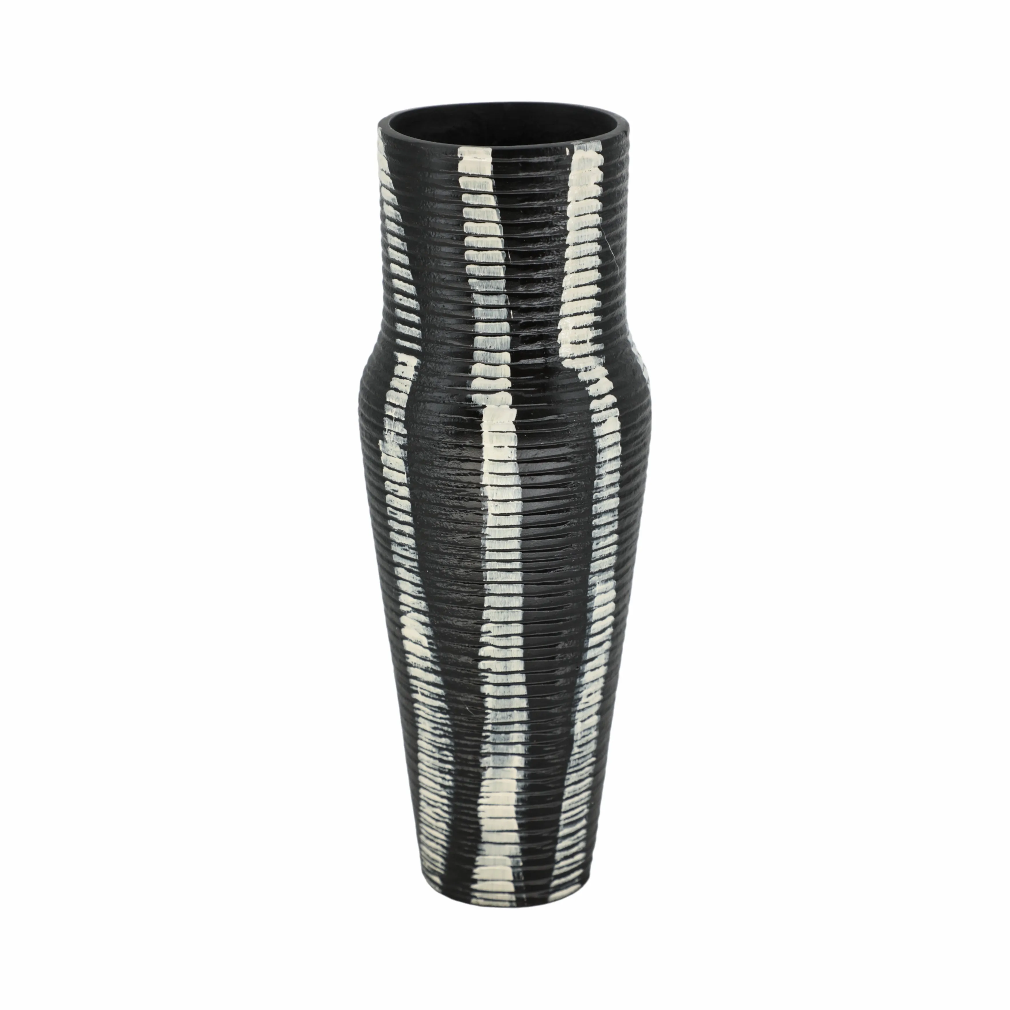 12" Percy Patterned Gray Metal Vase