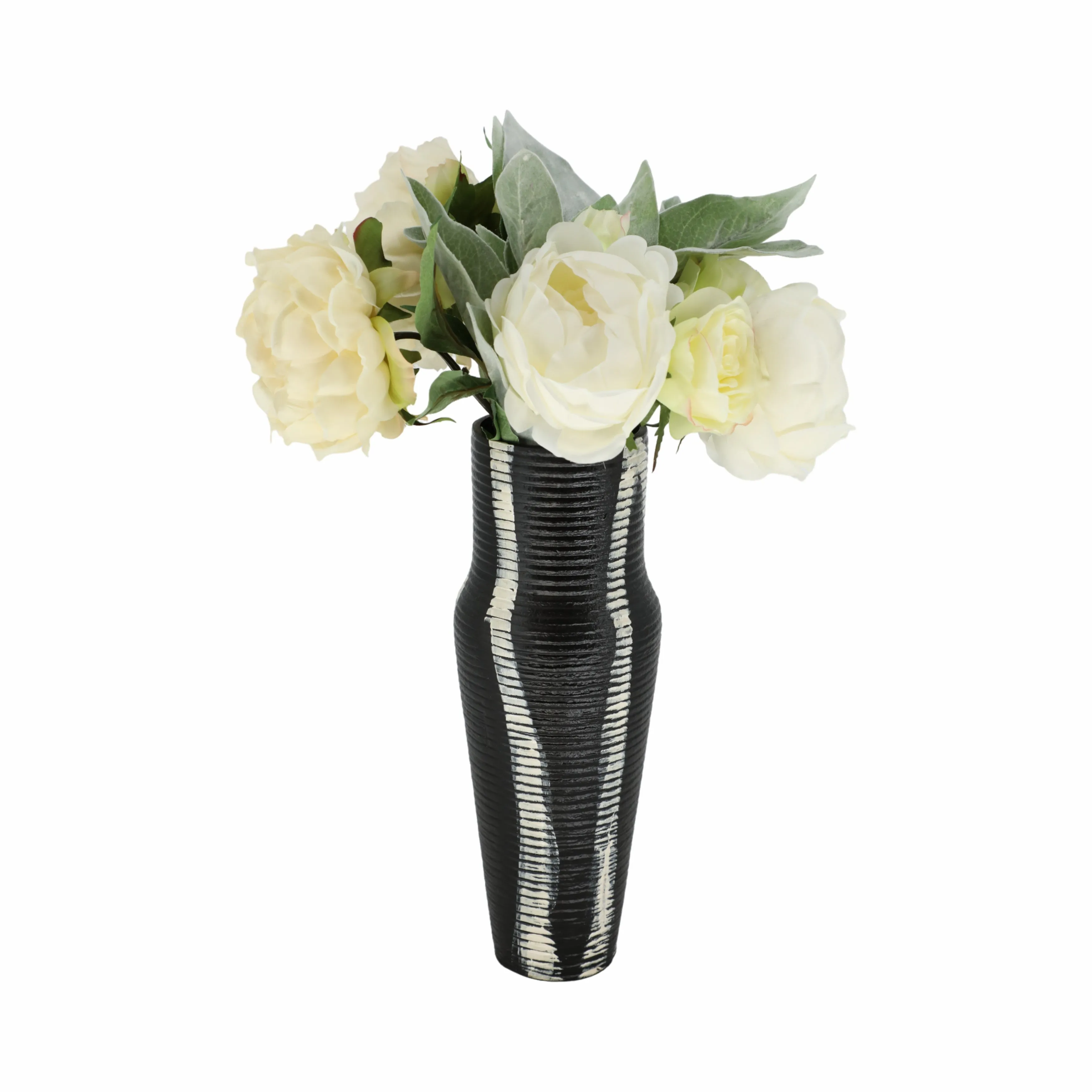 12" Percy Patterned Gray Metal Vase