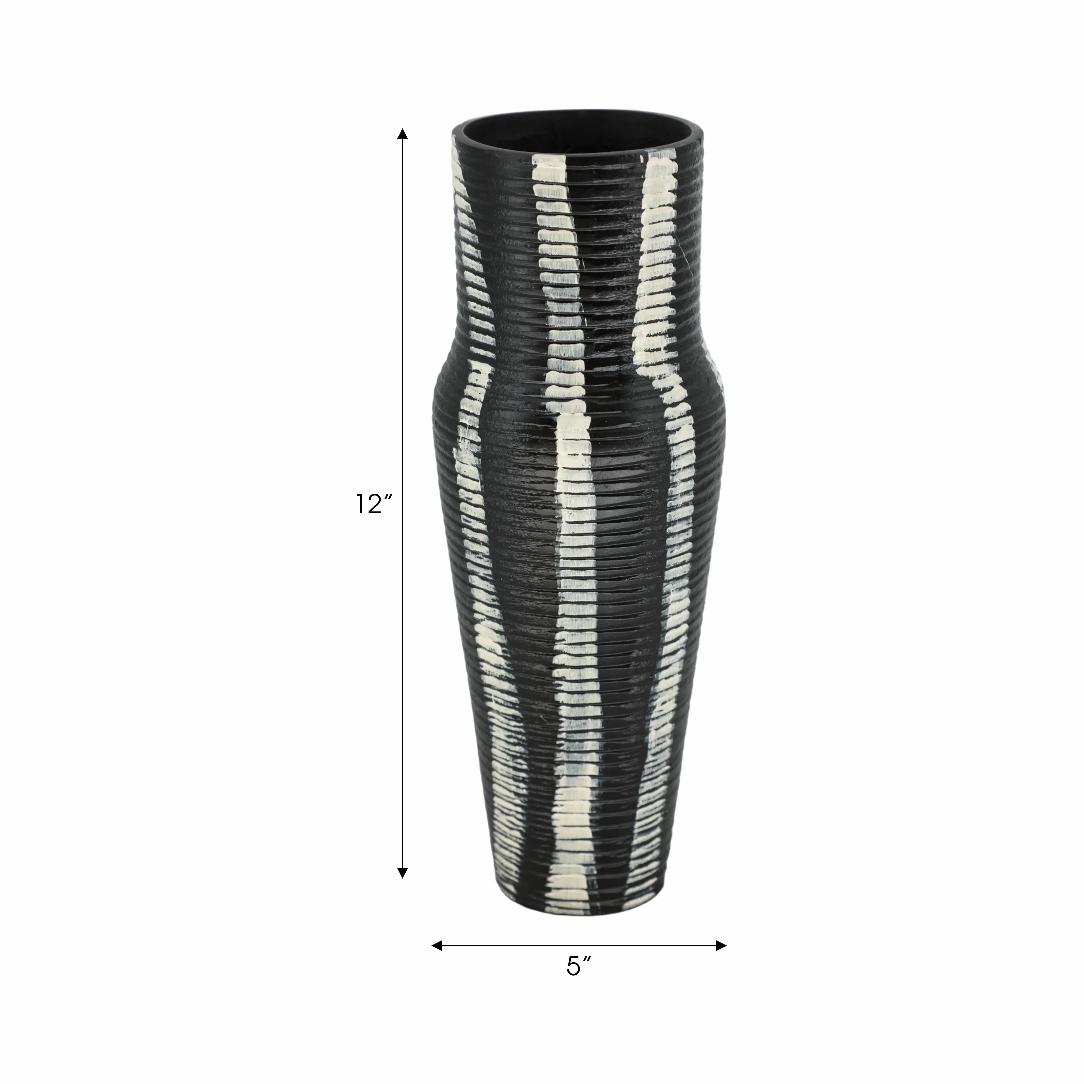 12" Percy Patterned Gray Metal Vase