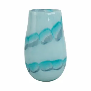 12x7" Bead Pattern Glass Vase, Blue
