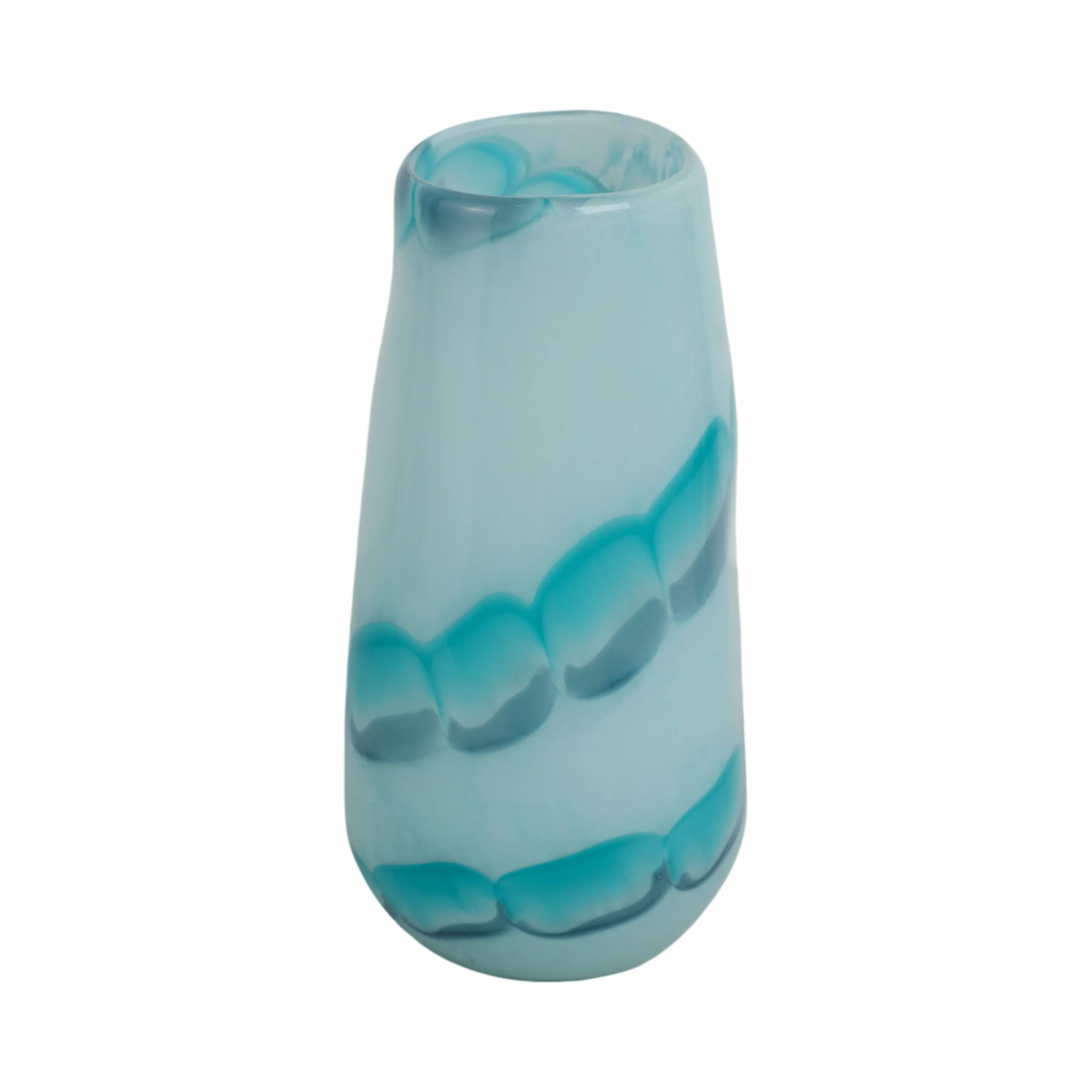 12x7" Bead Pattern Glass Vase, Blue