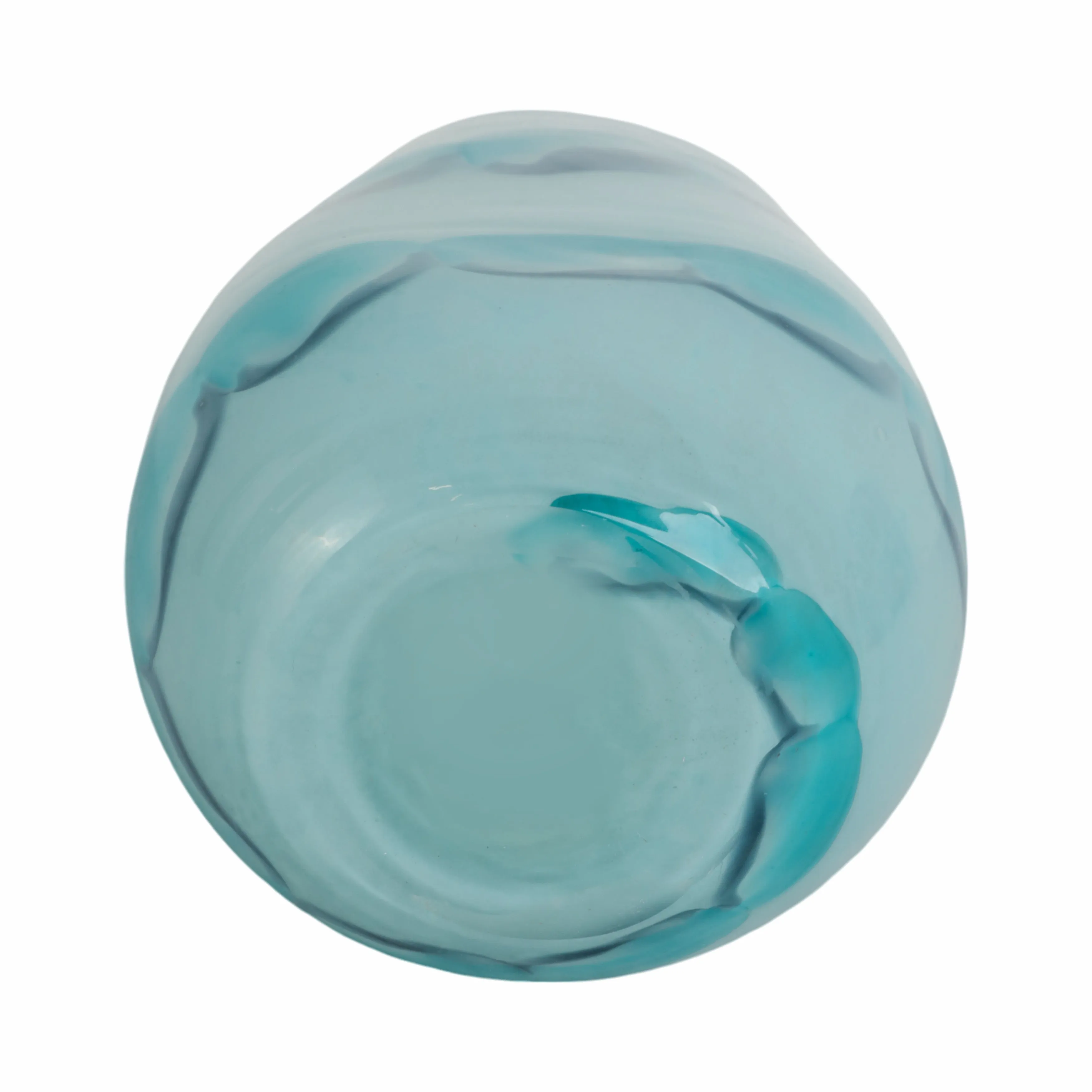 12x7" Bead Pattern Glass Vase, Blue