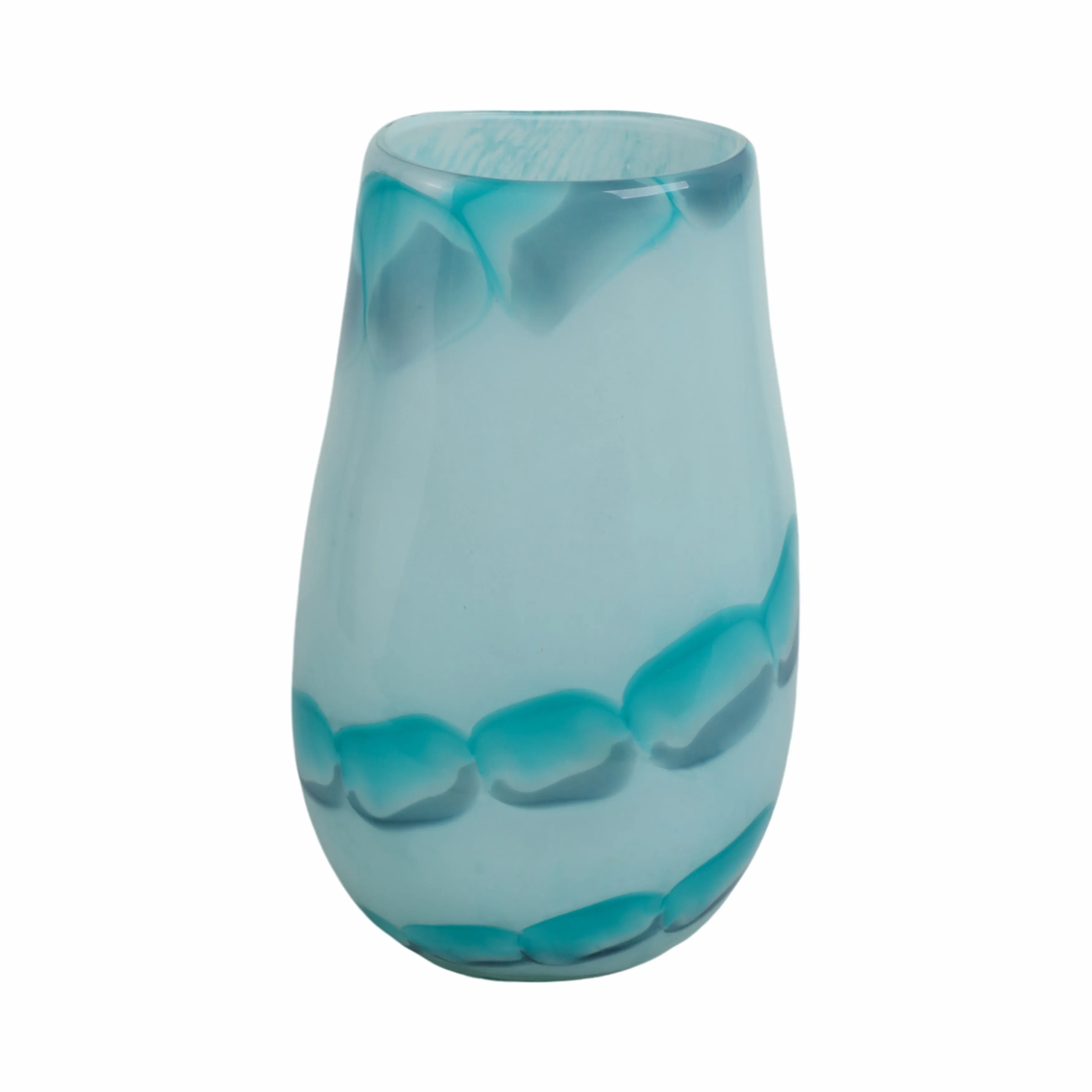 12x7" Bead Pattern Glass Vase, Blue
