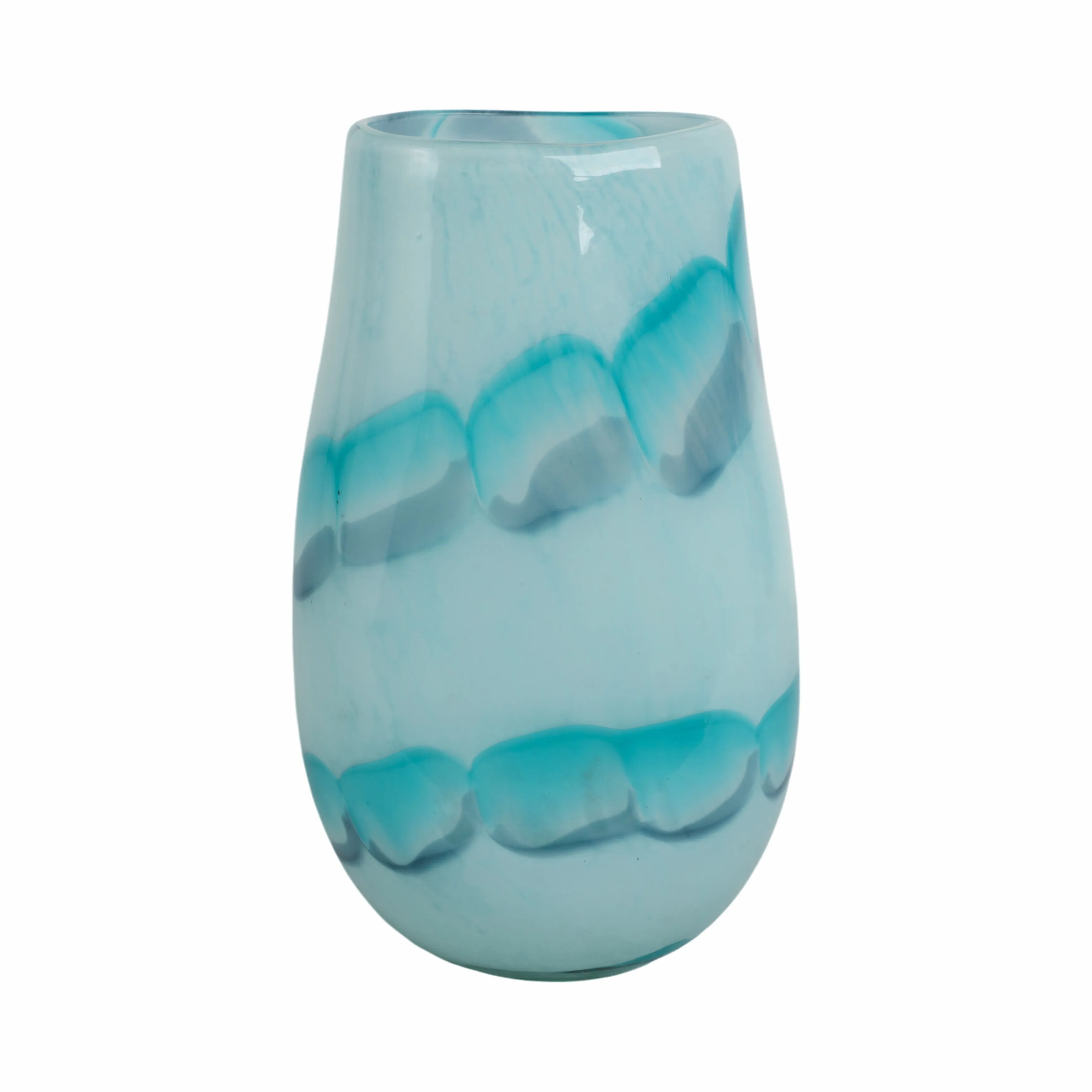 12x7" Bead Pattern Glass Vase, Blue