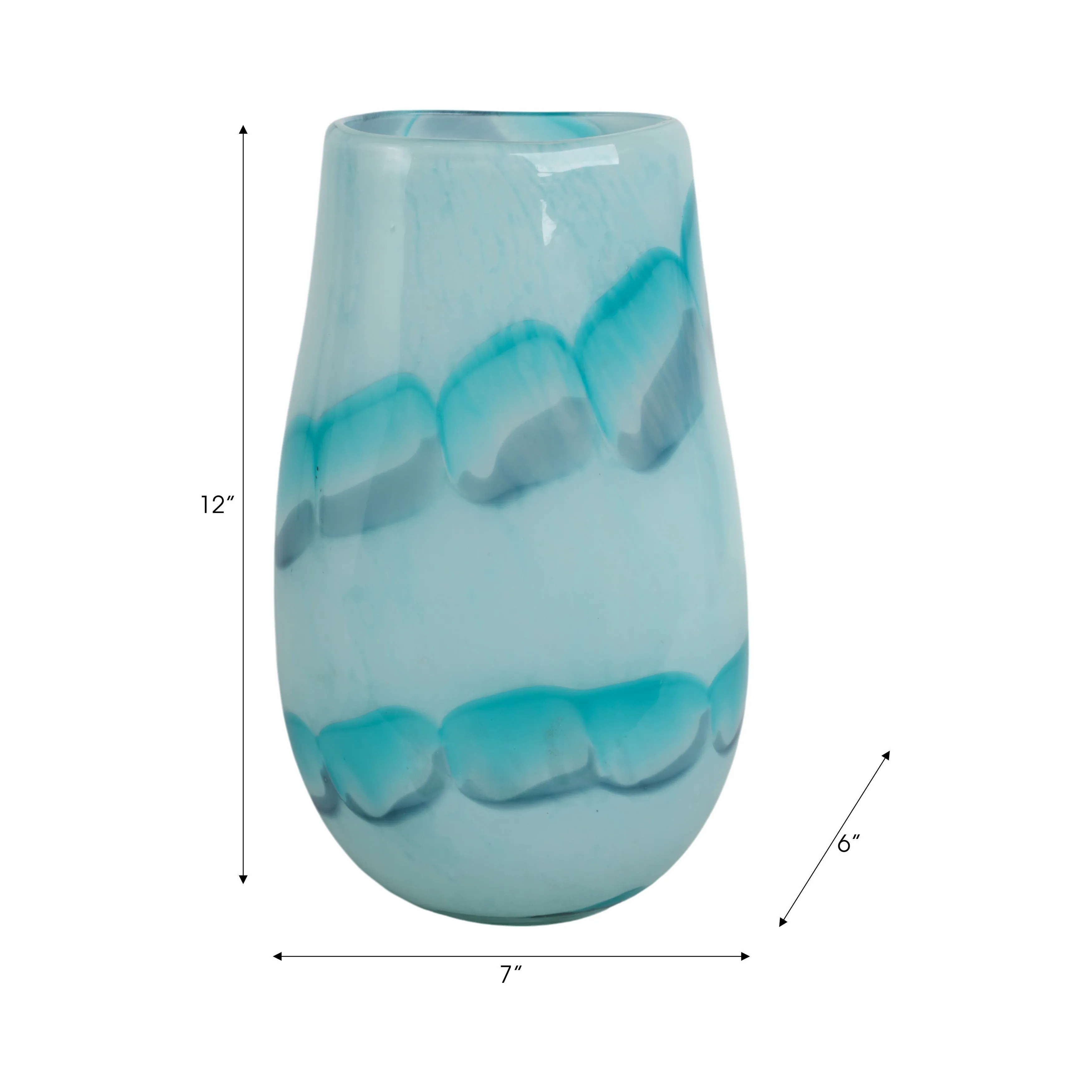 12x7" Bead Pattern Glass Vase, Blue