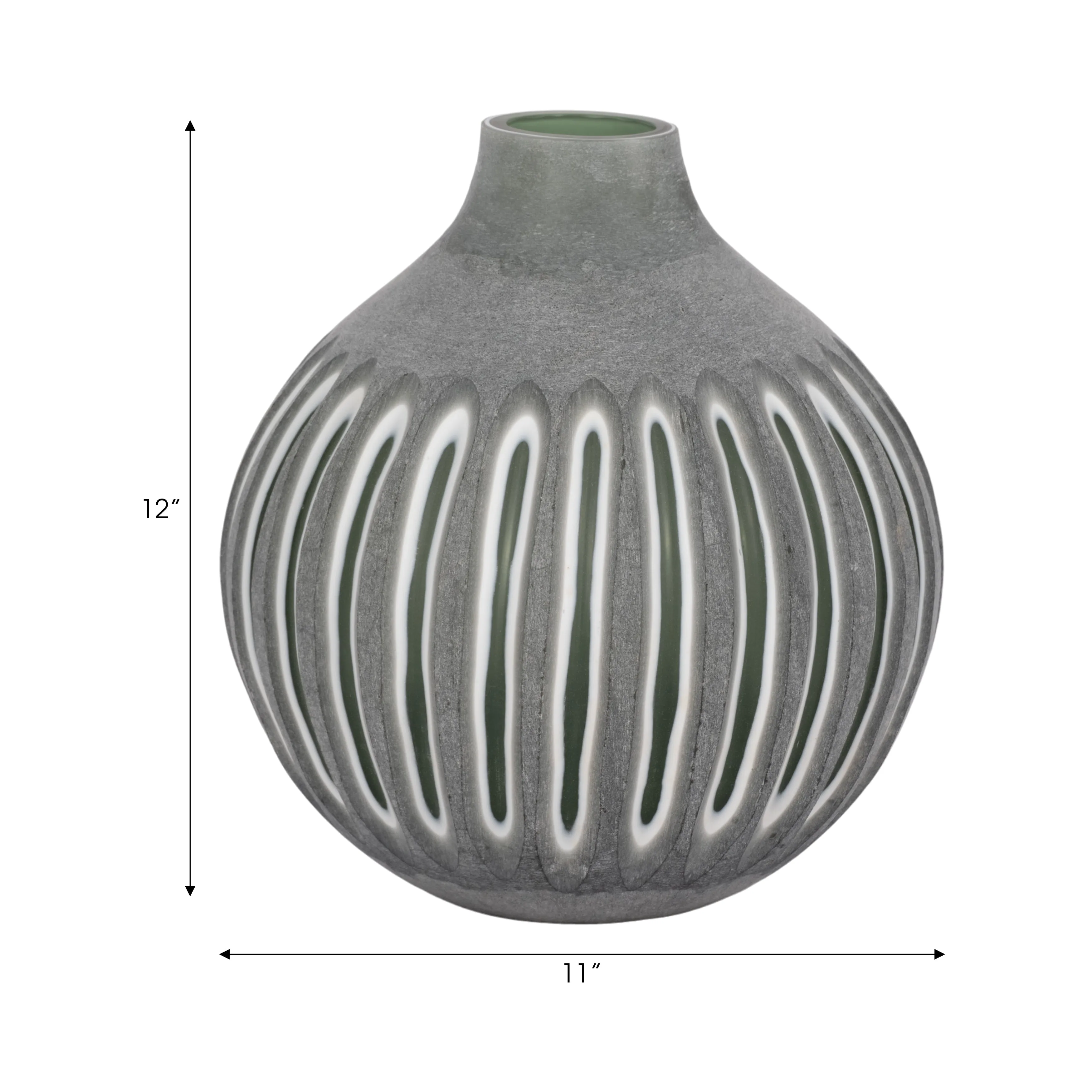 13" ABBOT MEDIUM GREEN GLASS VASE