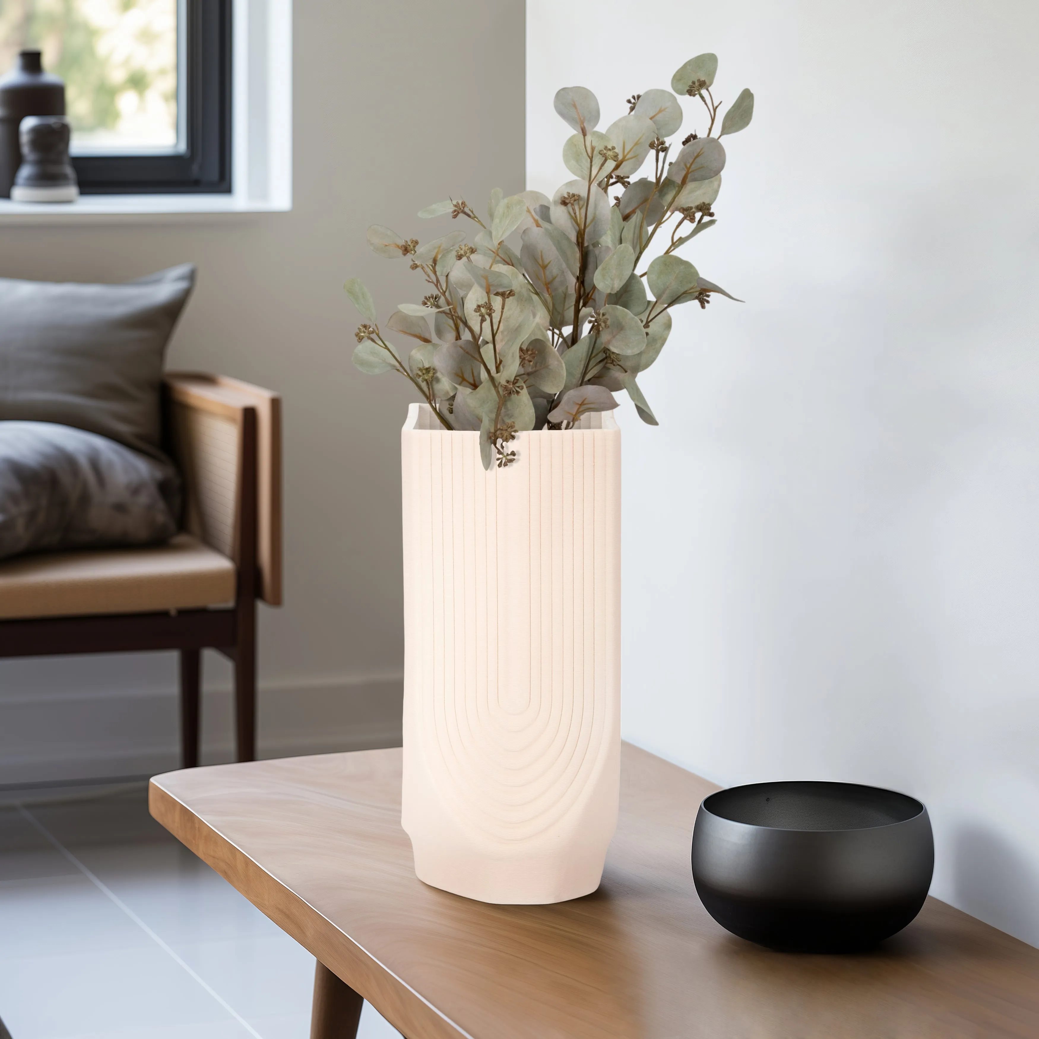 13" CORSICA 3D PRINTED VASE, ROSE SMOKE