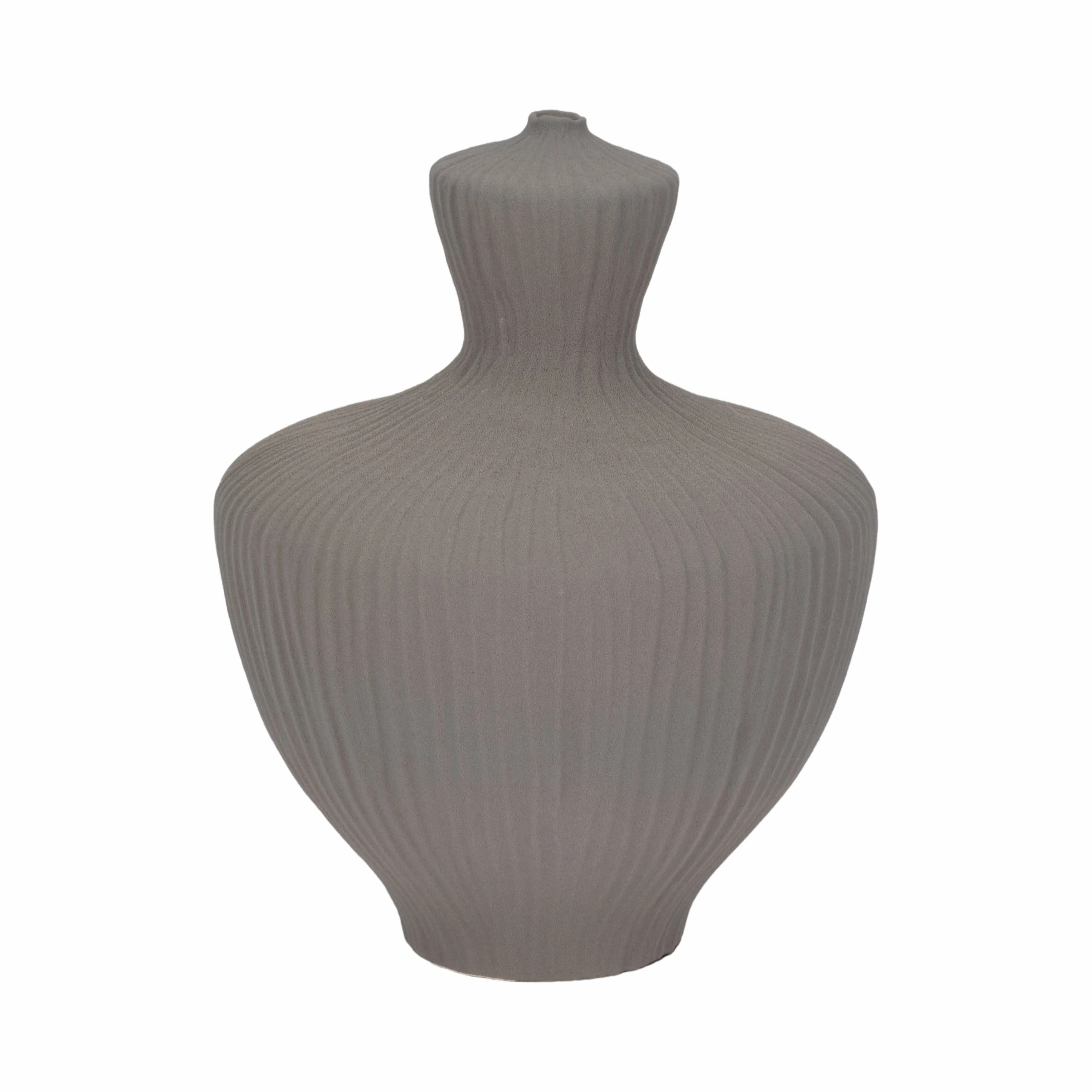13" LOMBOK LARGE VASE, GRAY