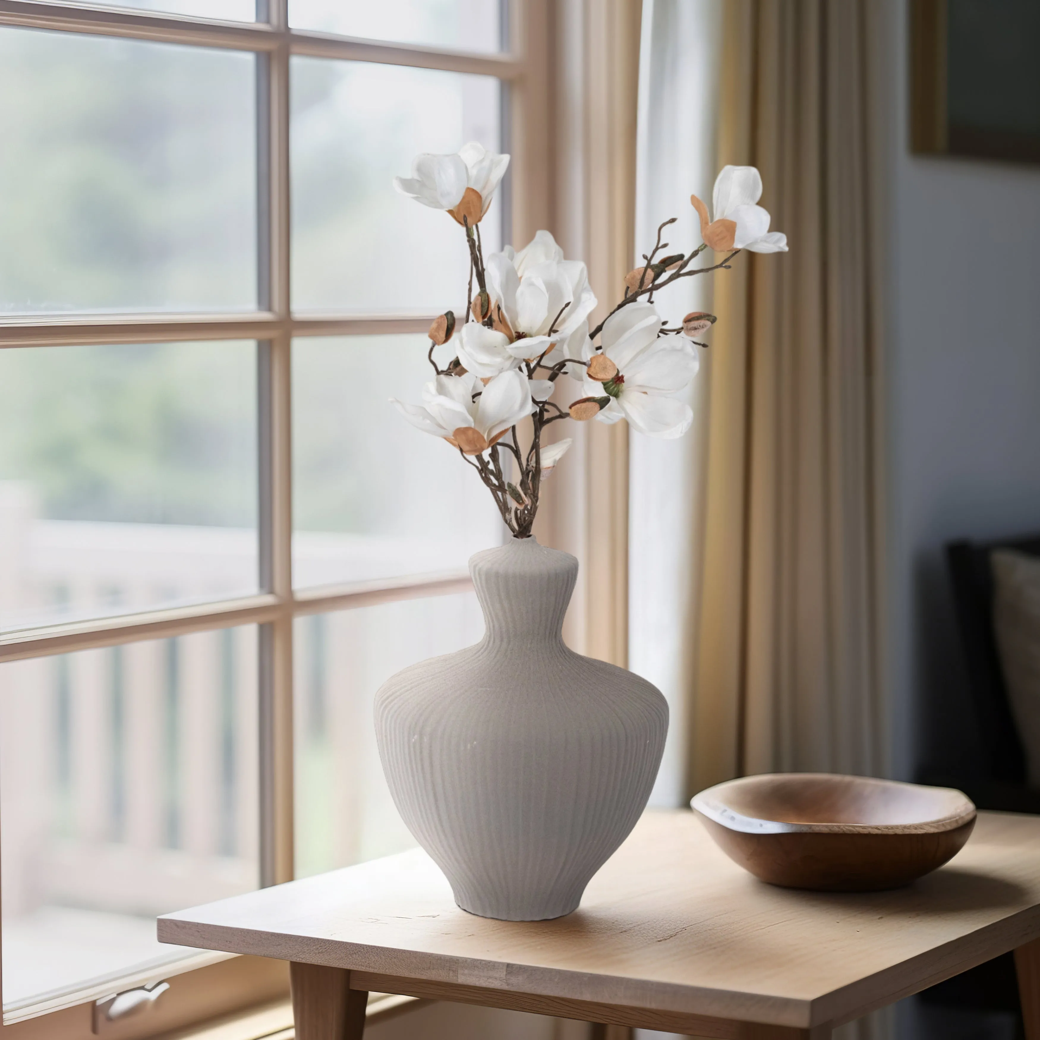 13" LOMBOK LARGE VASE, GRAY