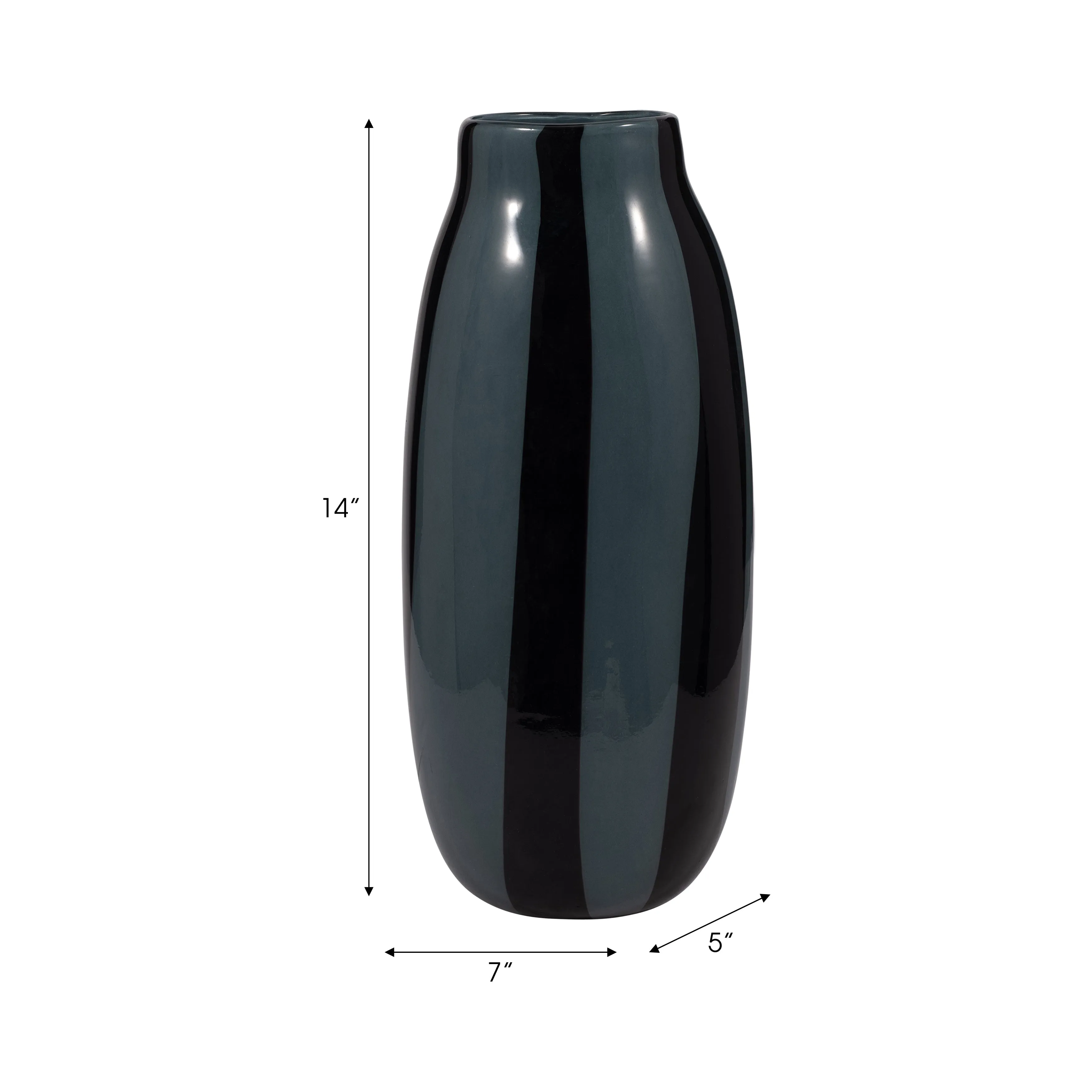 14" CAHAN LARGE BLACK STRIPED VASE