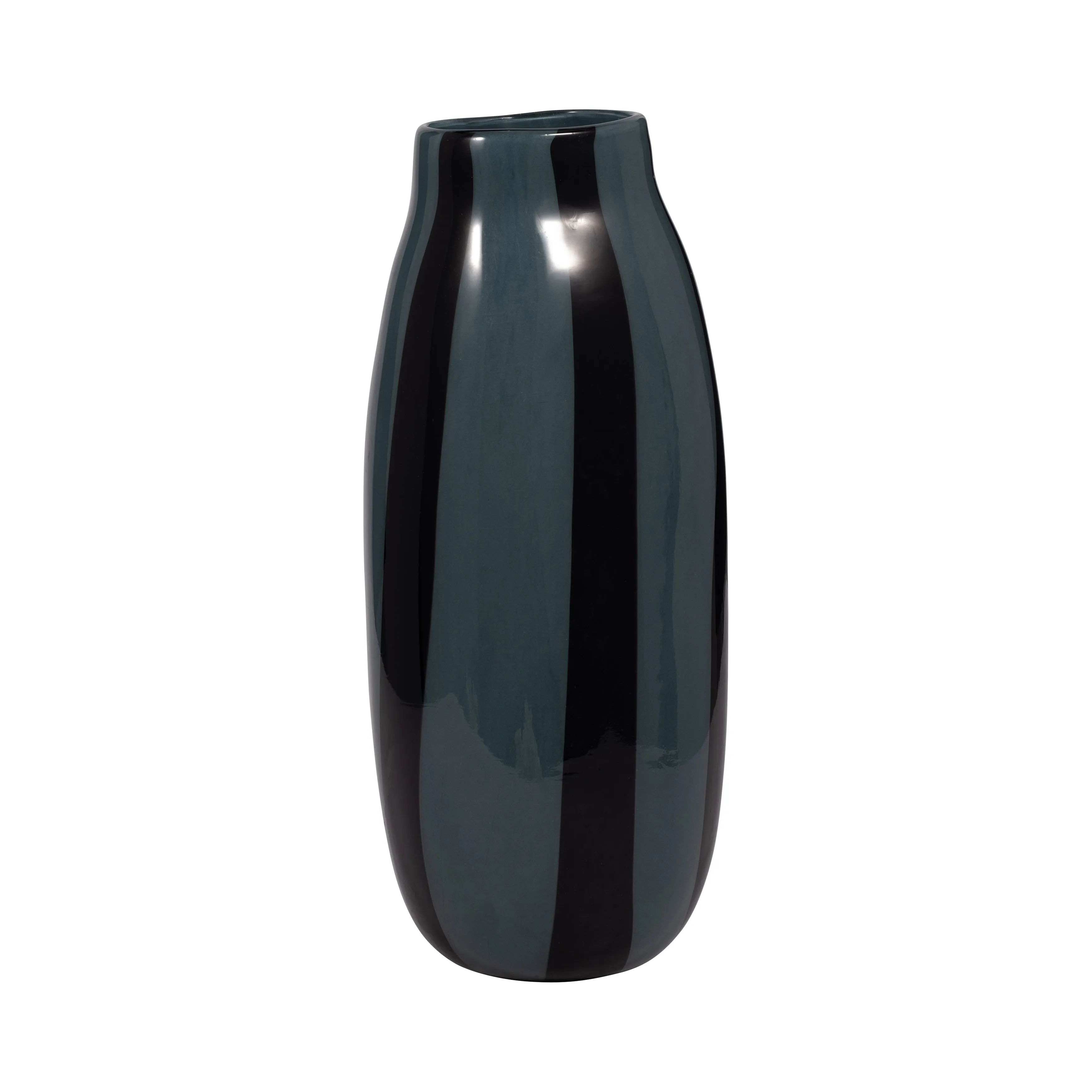 14" CAHAN LARGE BLACK STRIPED VASE