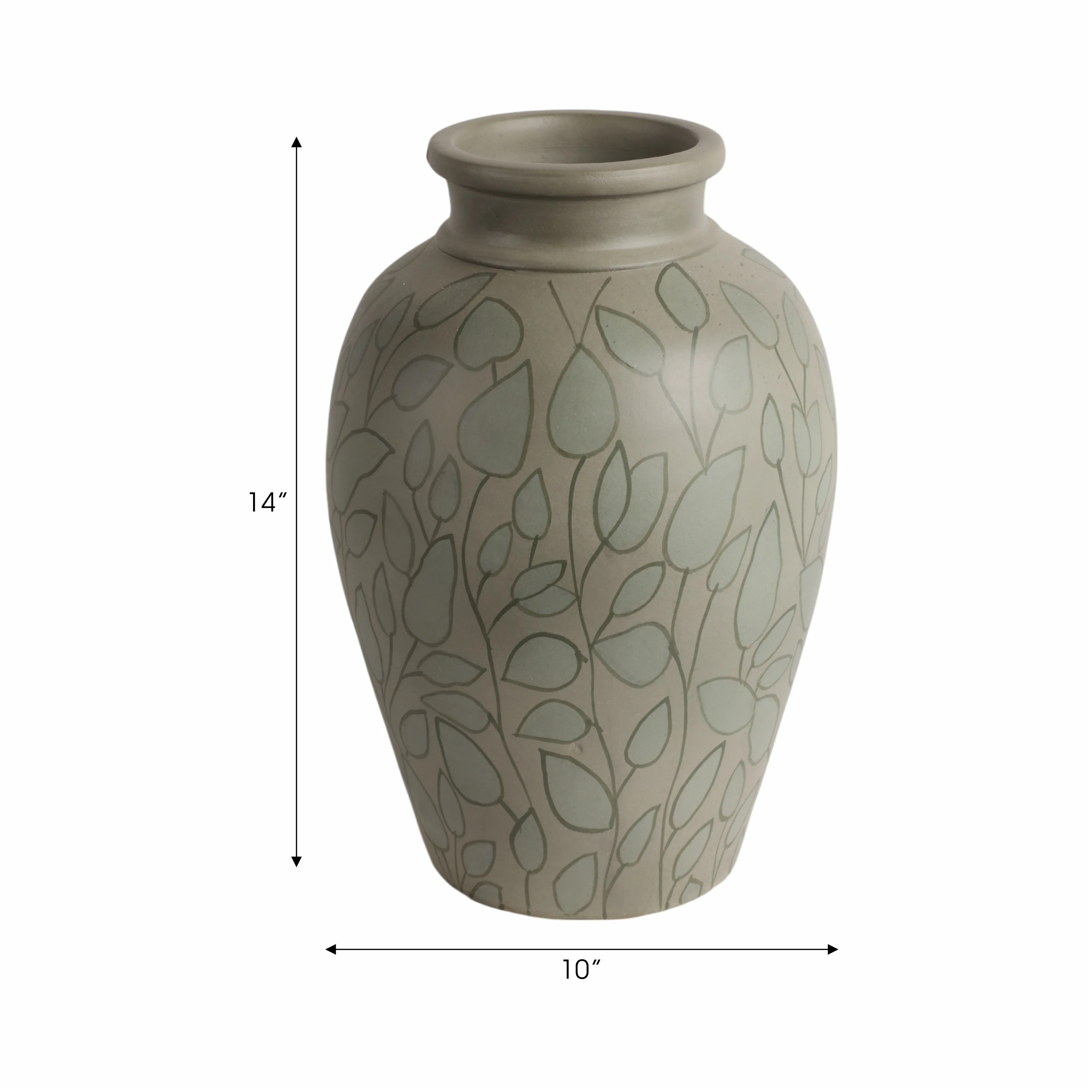14" Macaire Small Green Vase