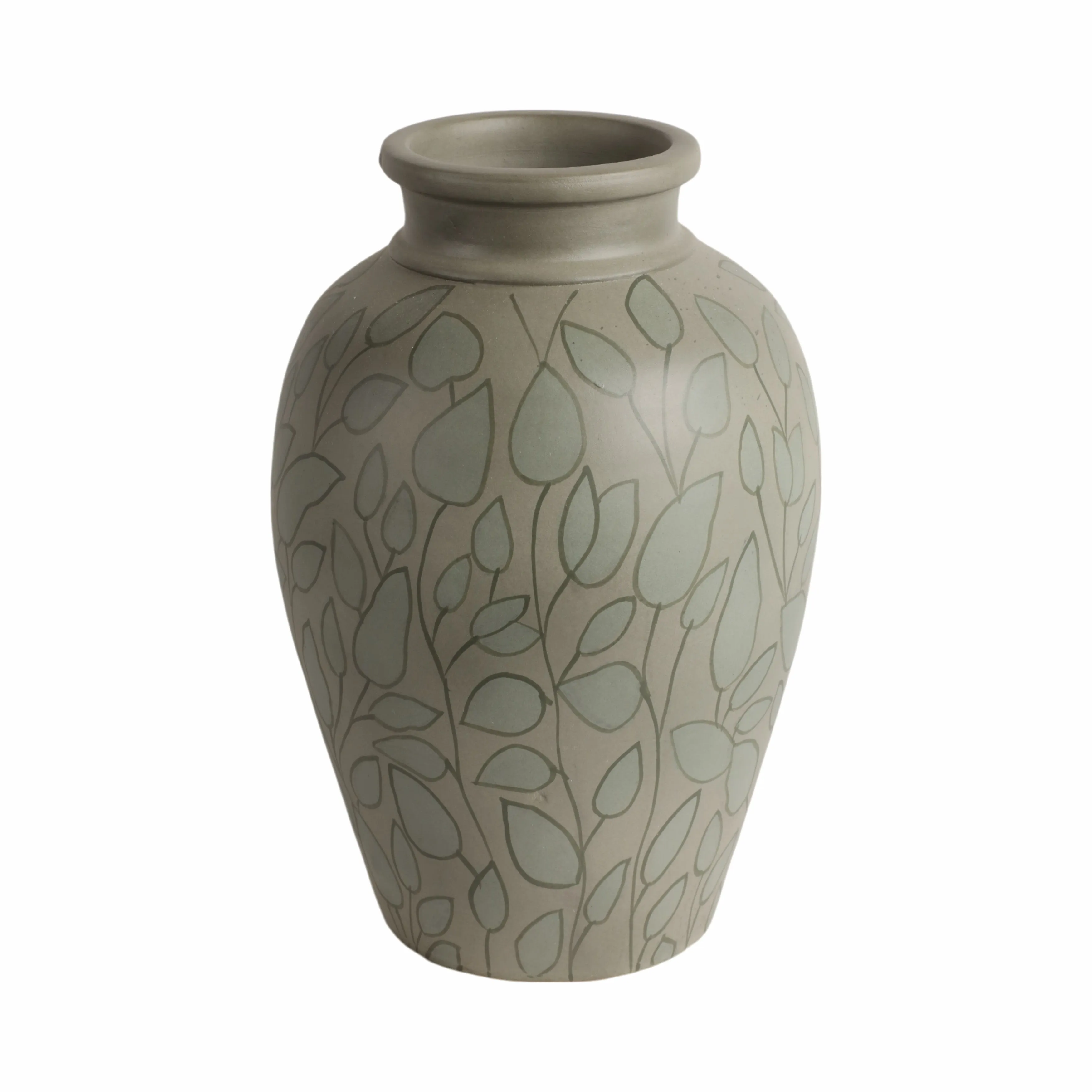 14" Macaire Small Green Vase