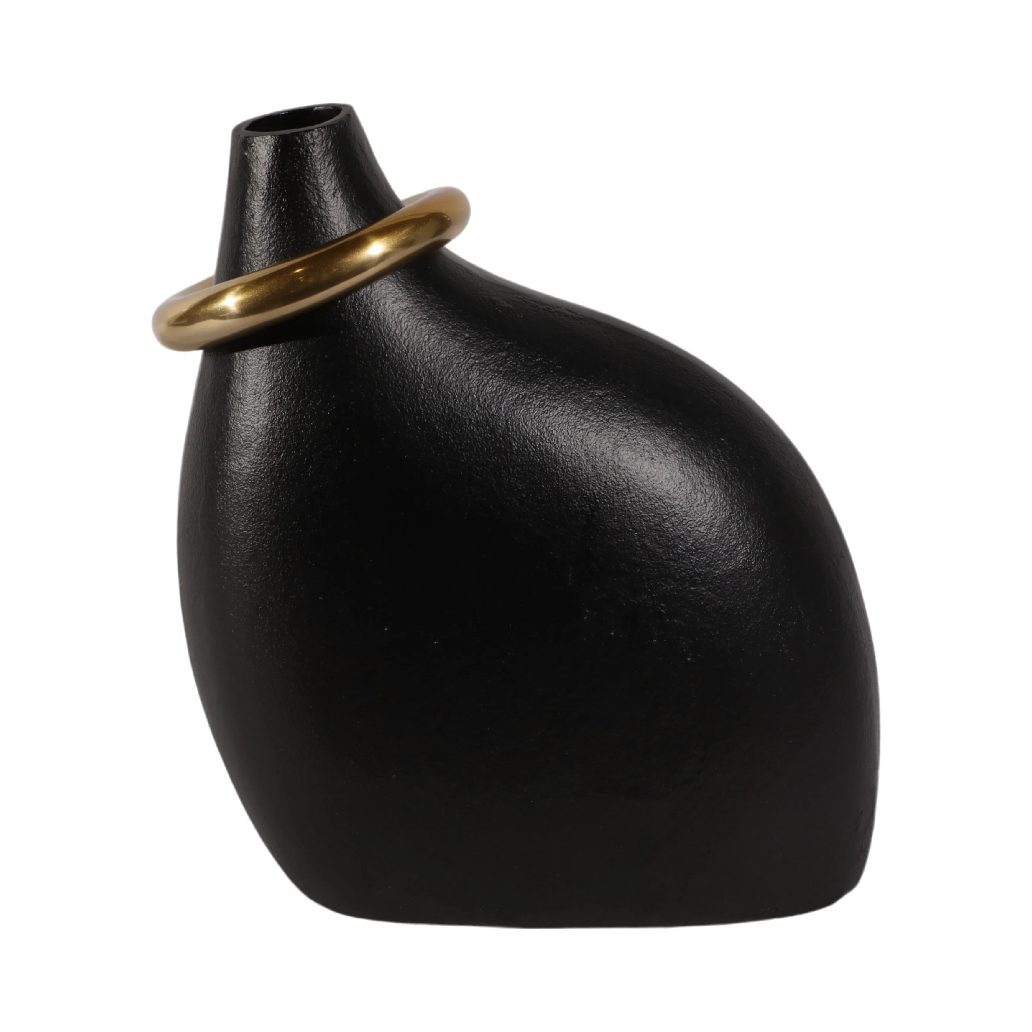 14" Rouen Small Black Vase With Ring