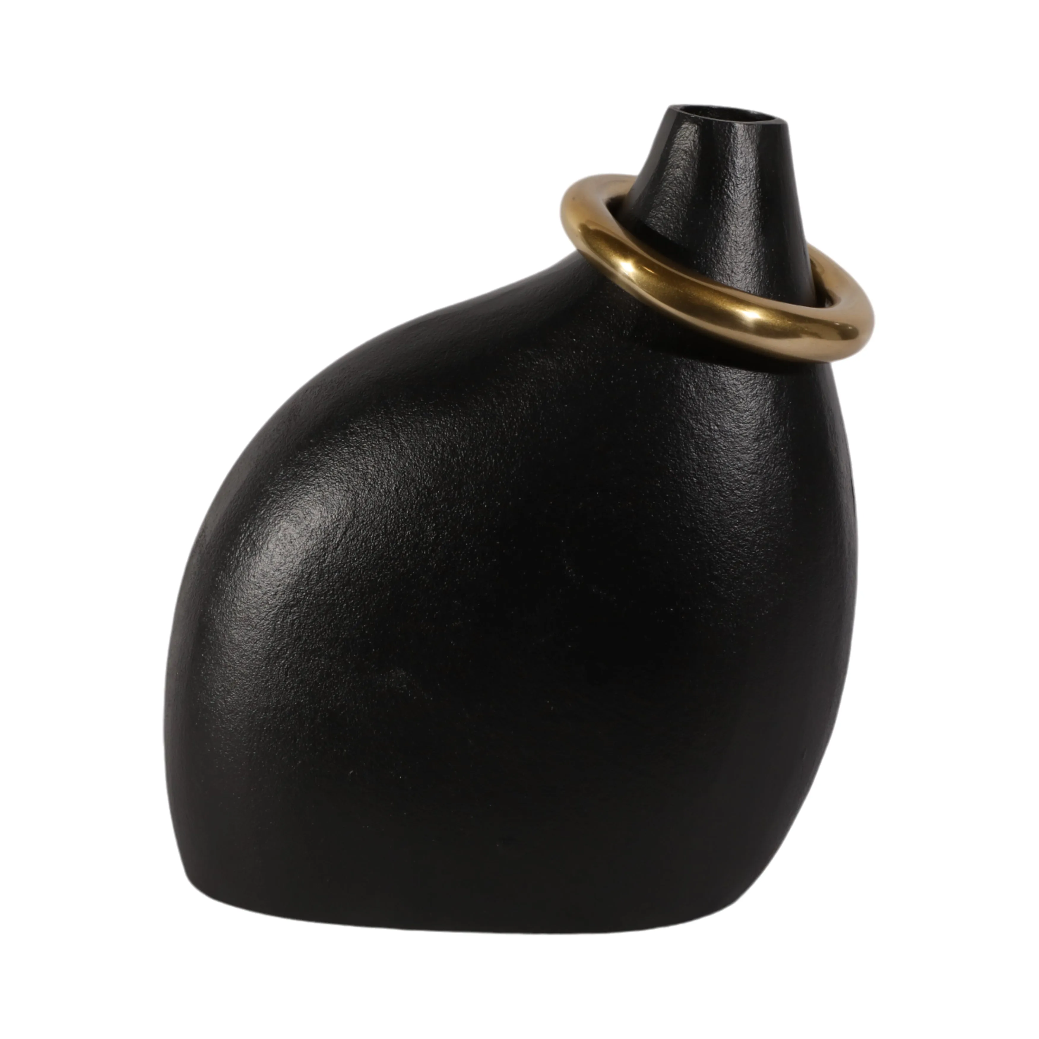 14" Rouen Small Black Vase With Ring