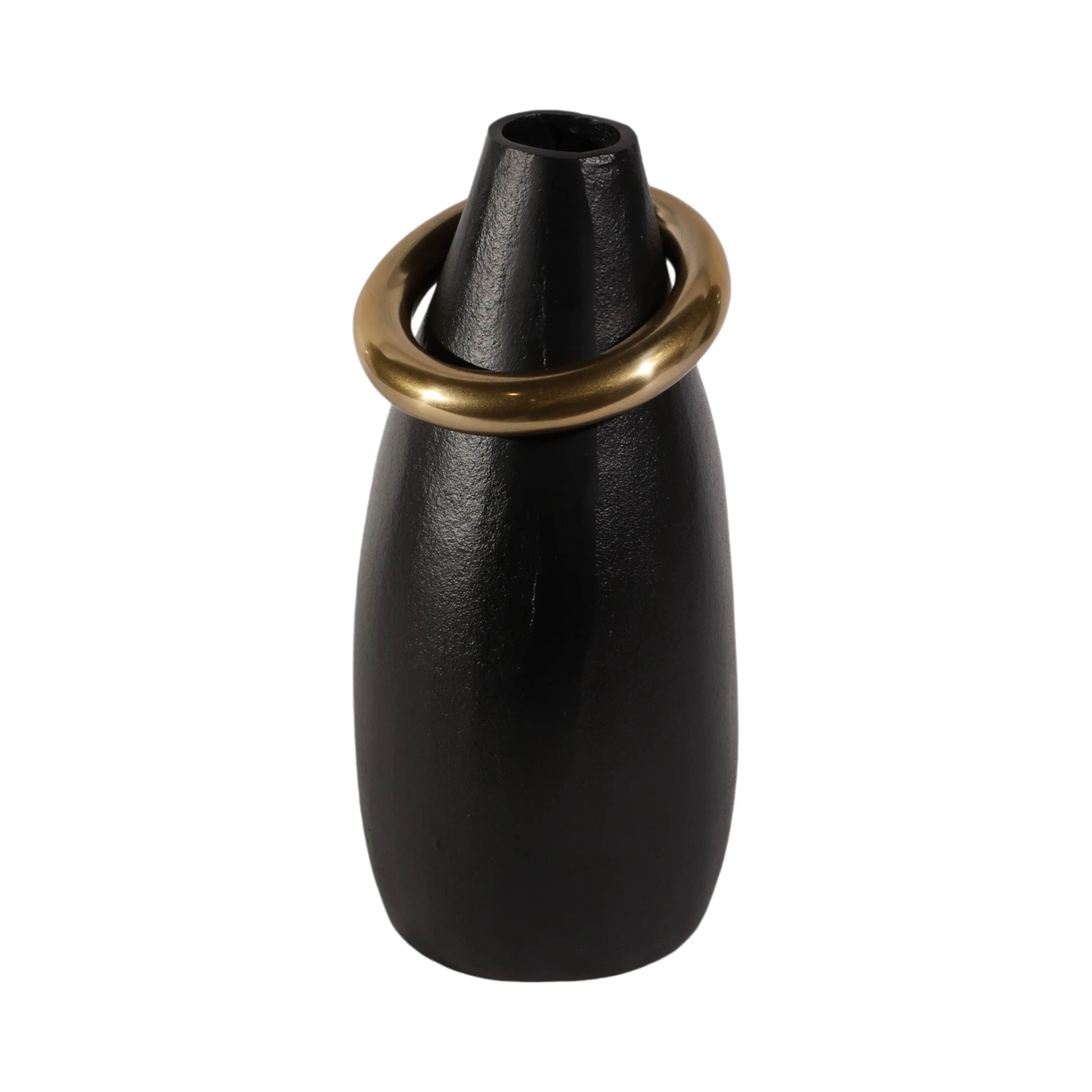 14" Rouen Small Black Vase With Ring