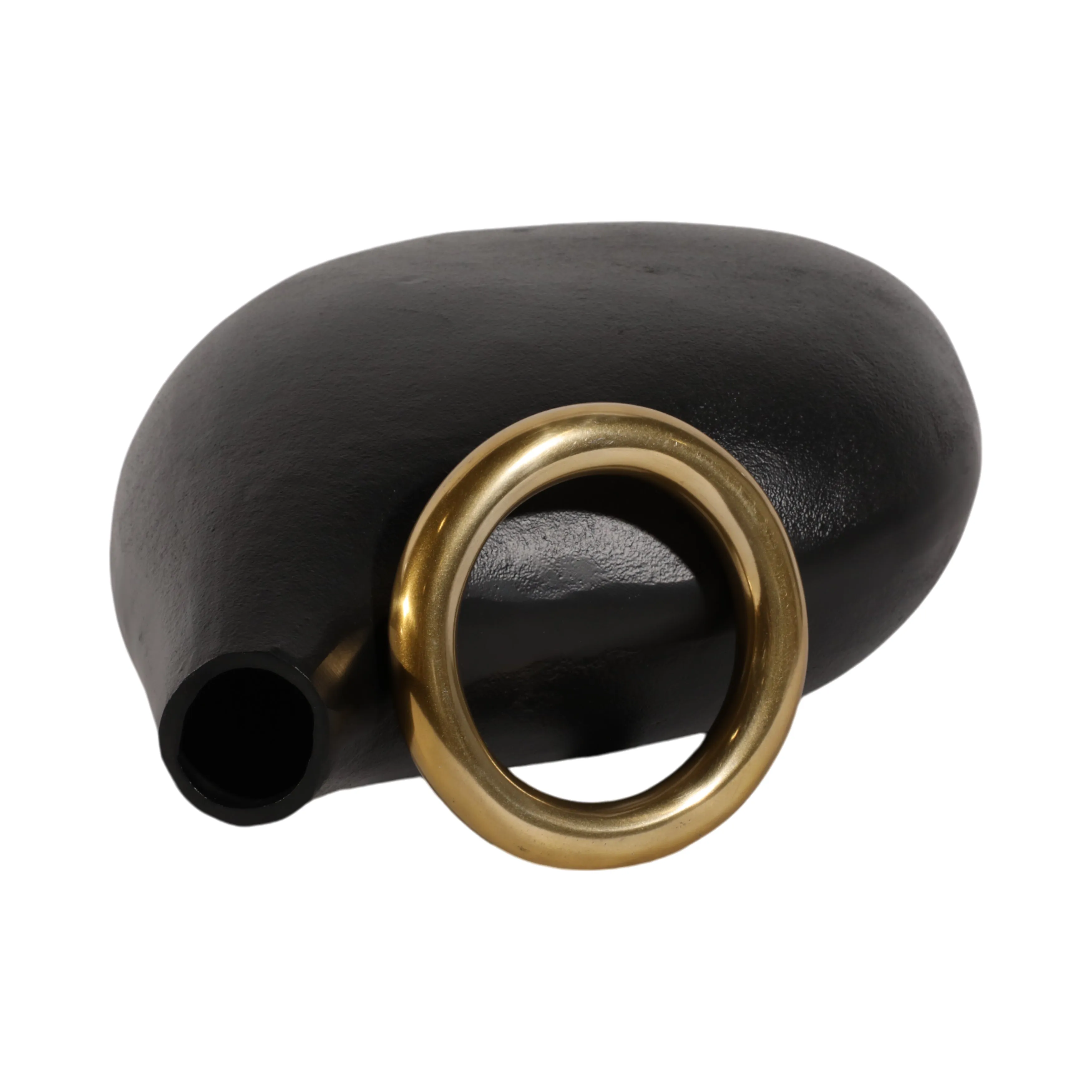 14" Rouen Small Black Vase With Ring