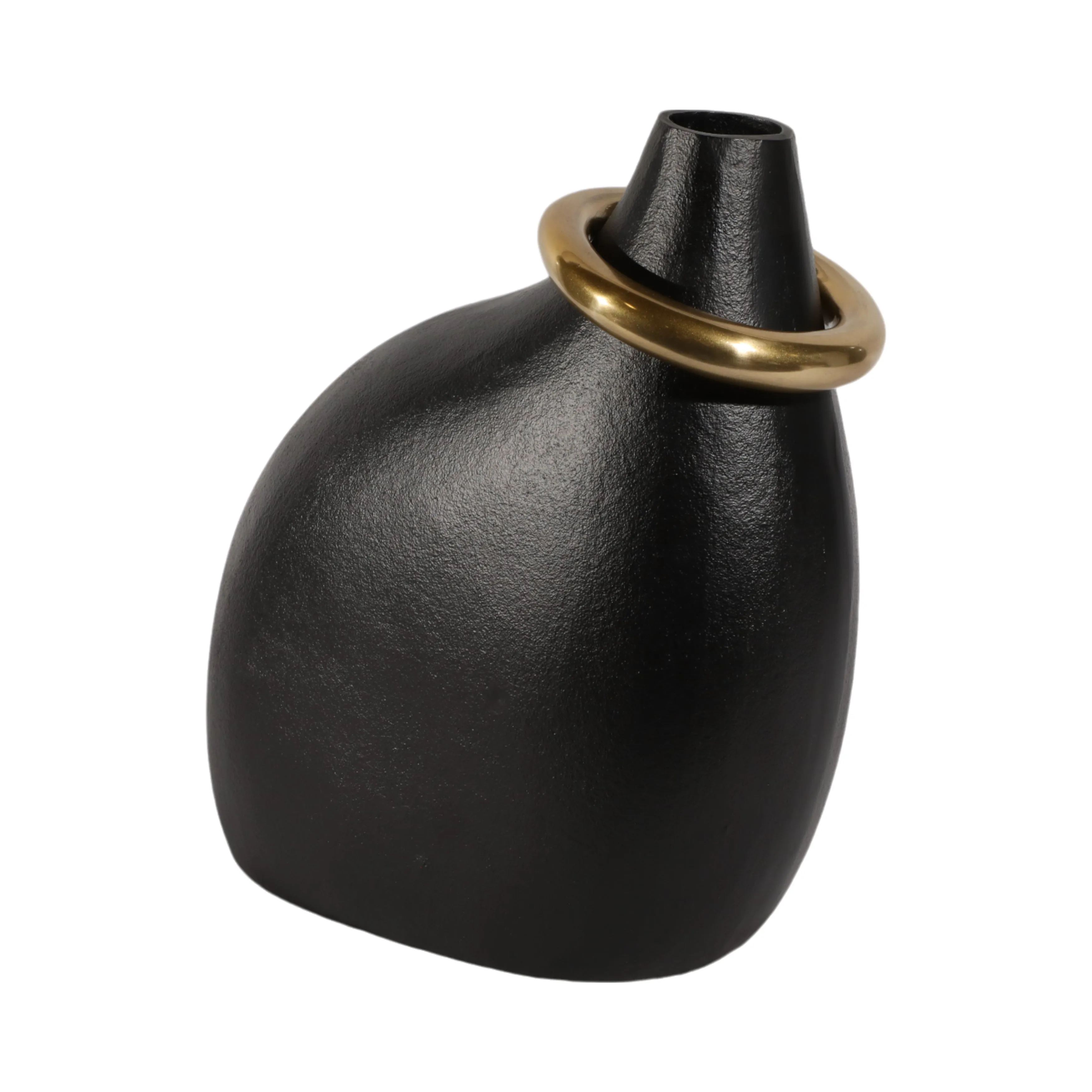 14" Rouen Small Black Vase With Ring