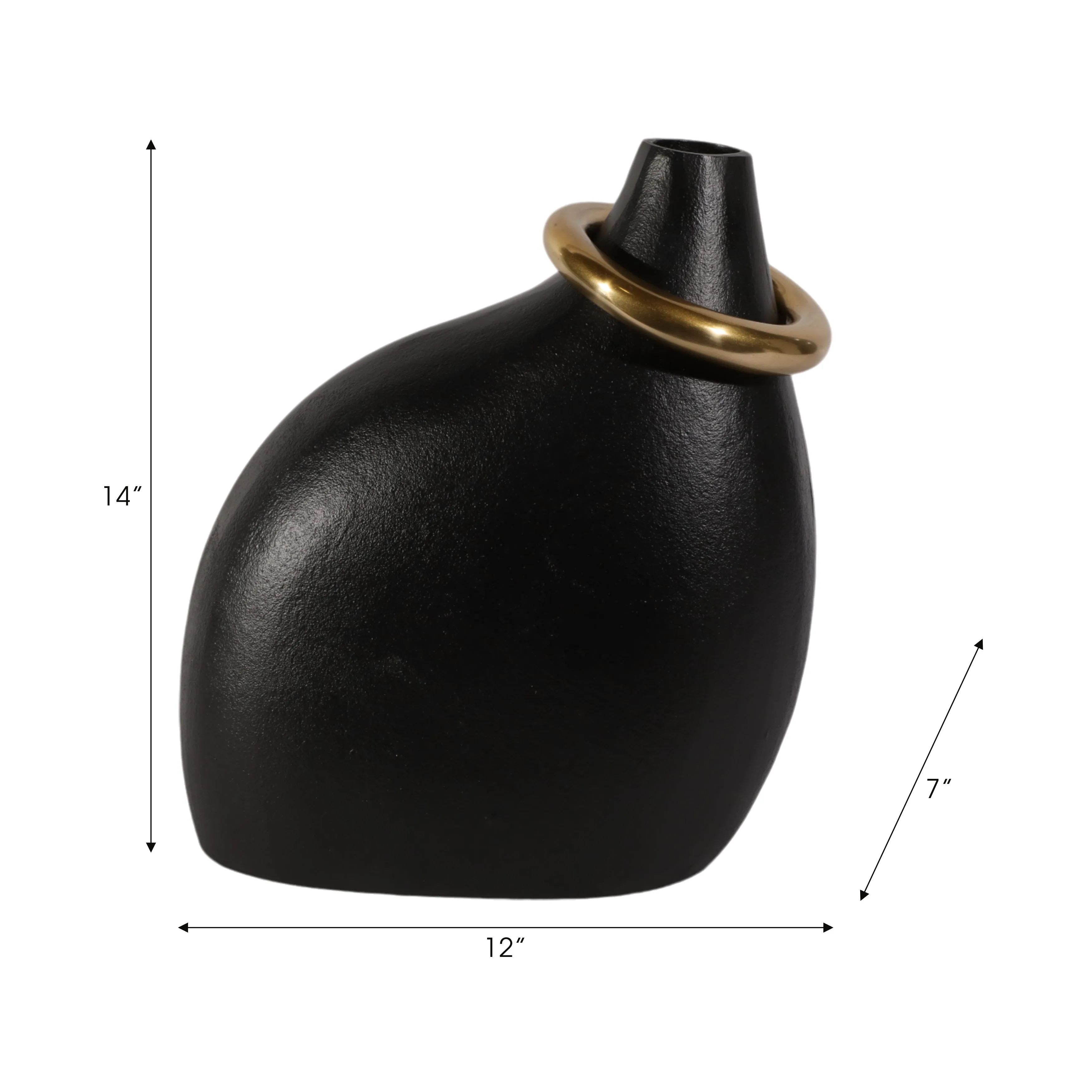 14" Rouen Small Black Vase With Ring