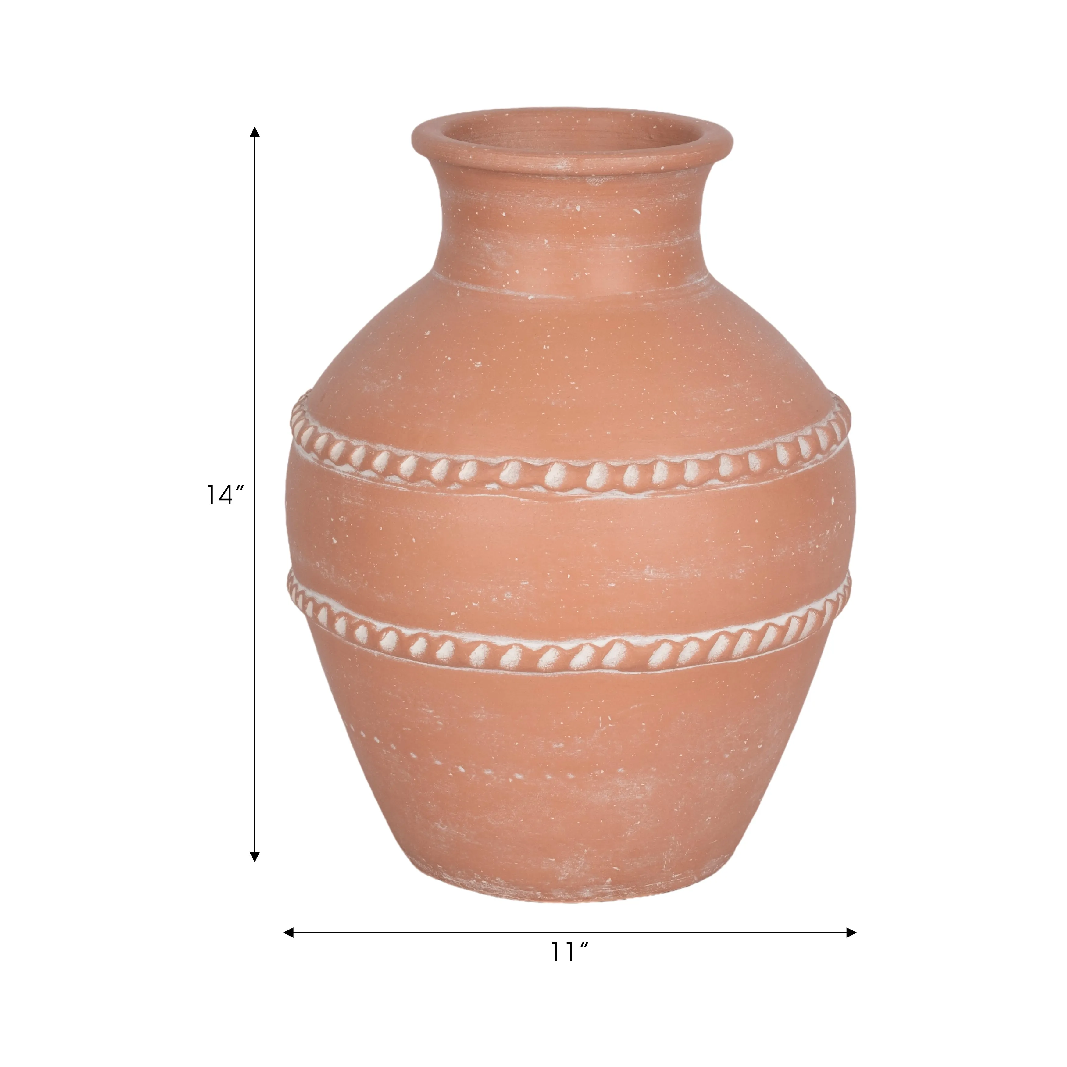 14" Traditional Terracotta Vase, Terracotta