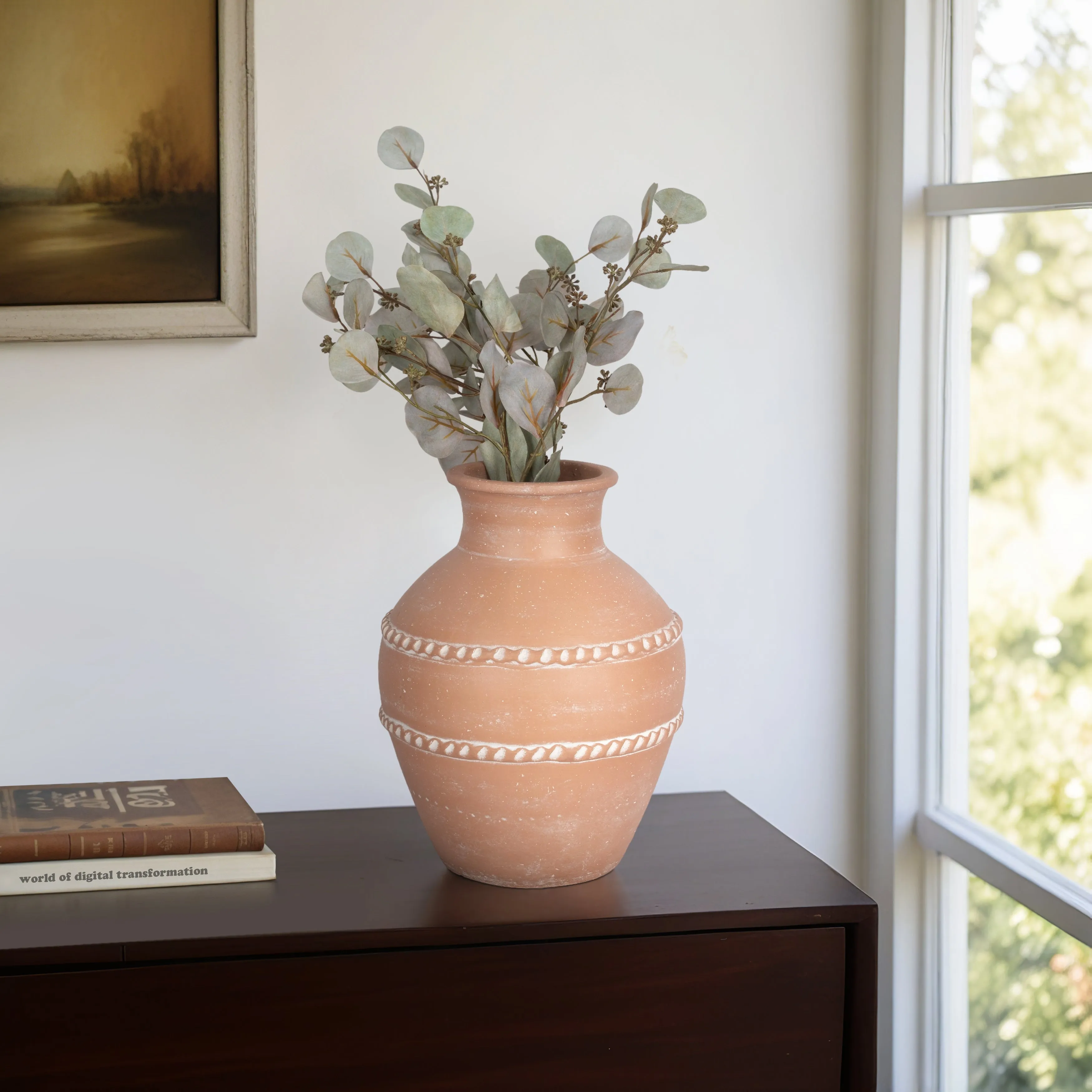 14" Traditional Terracotta Vase, Terracotta