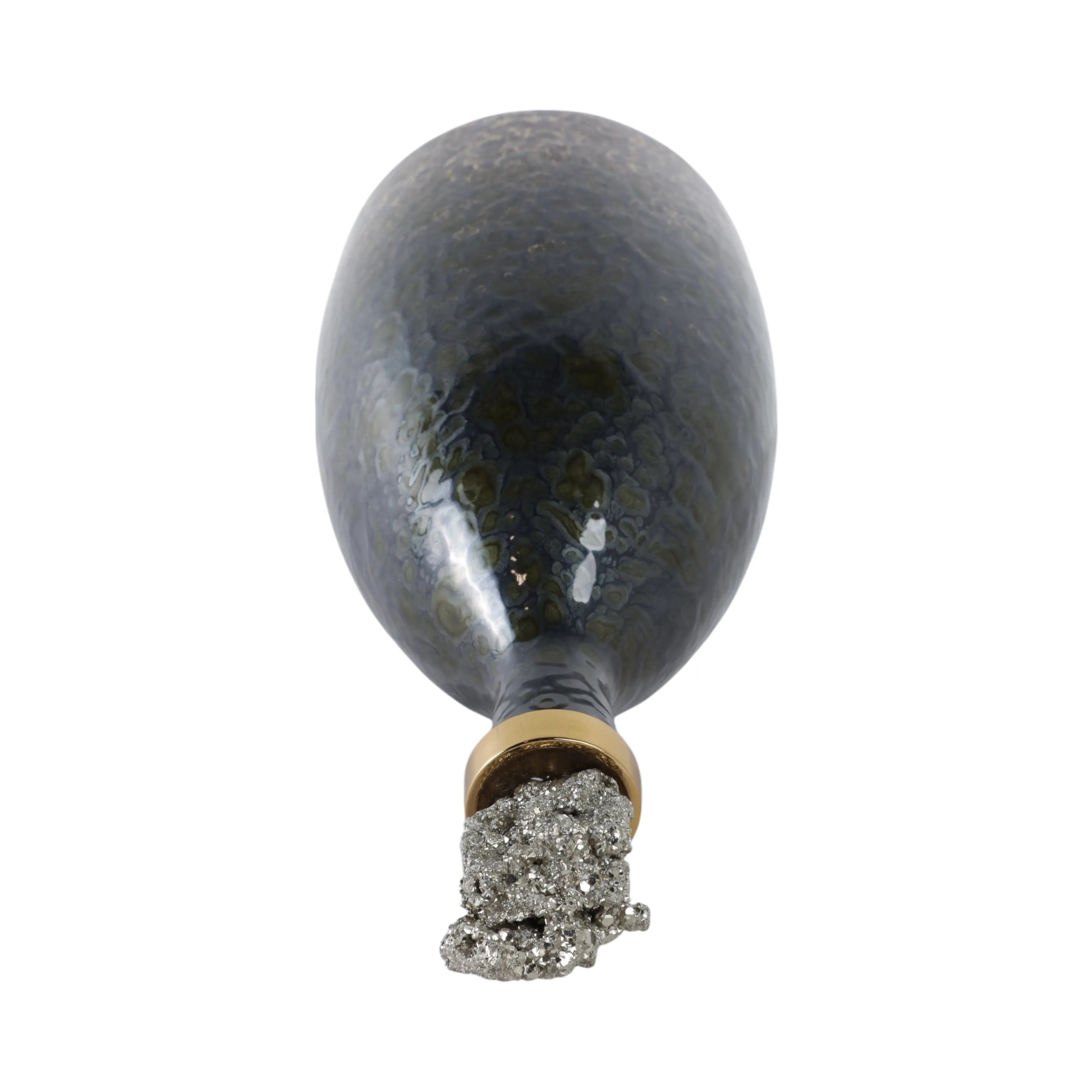 15" Arielle Small Pyrite Stone And Glass Bottle