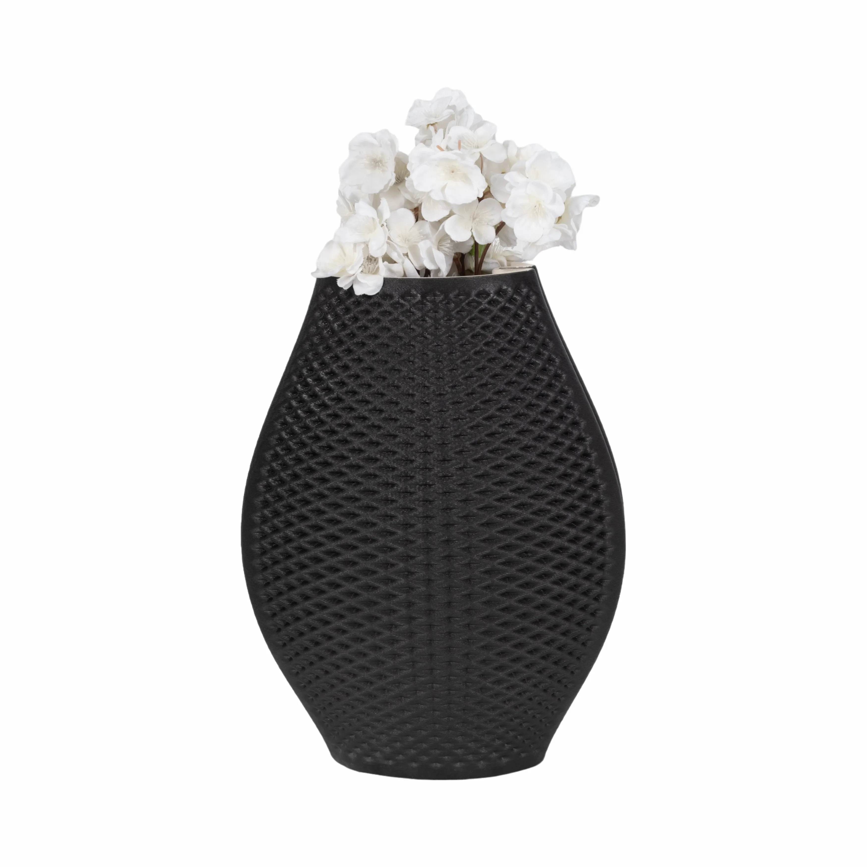 15" FERNANDO 3D PRINTED VASE, BLACK