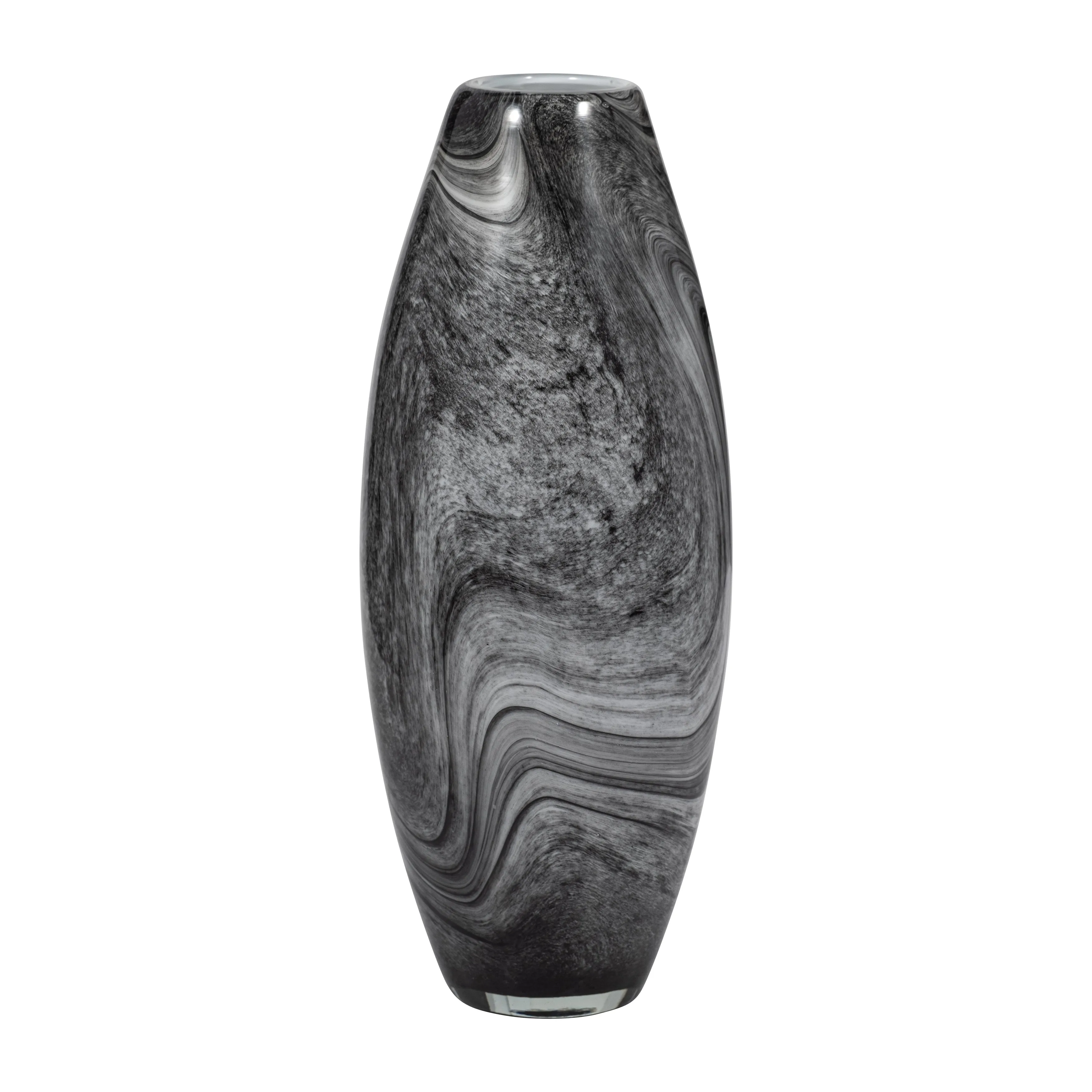 15" KATRINA GRAY SWIRL MEDIUM GLASS VASE