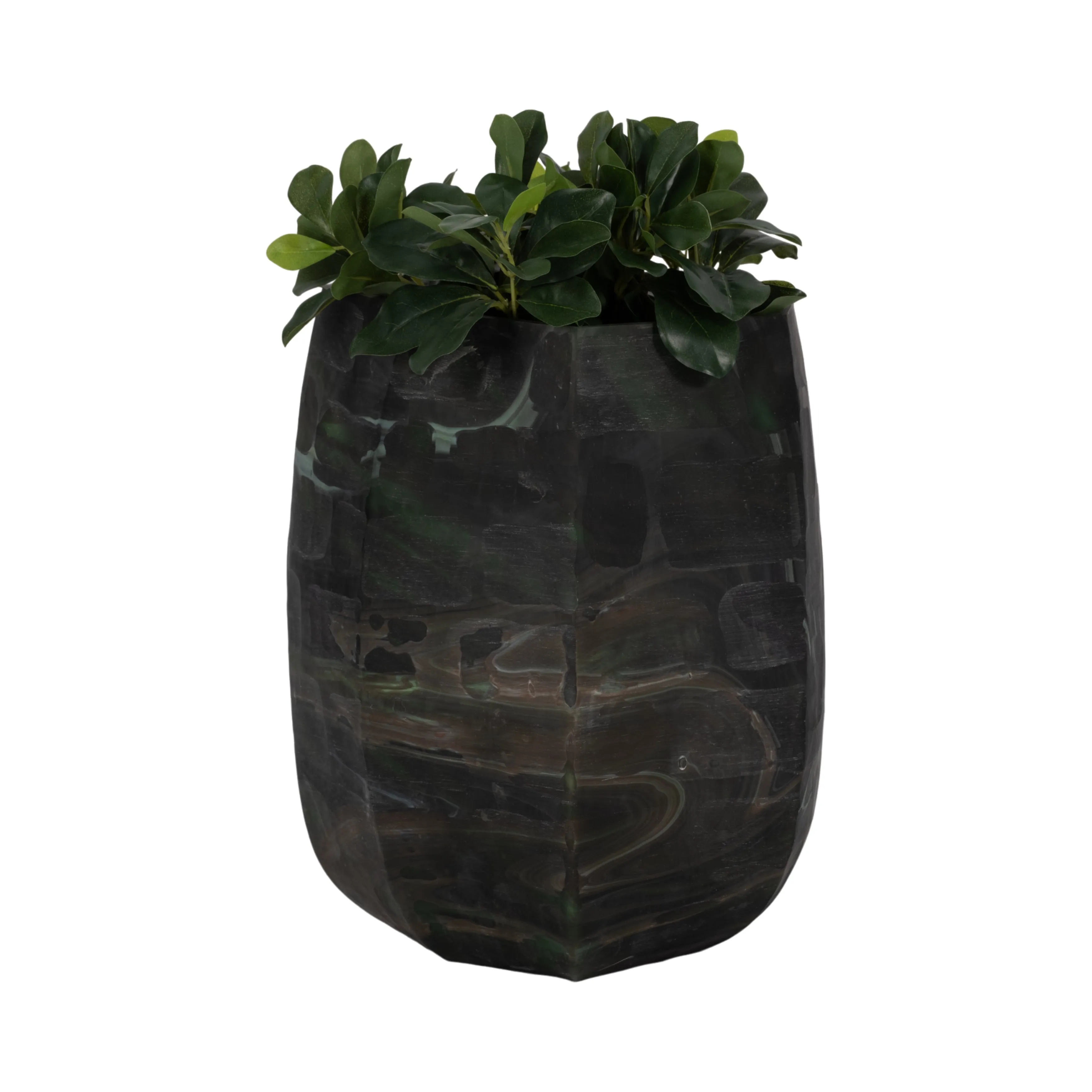 15" SAVU MEDIUM GREEN GLASS VASE