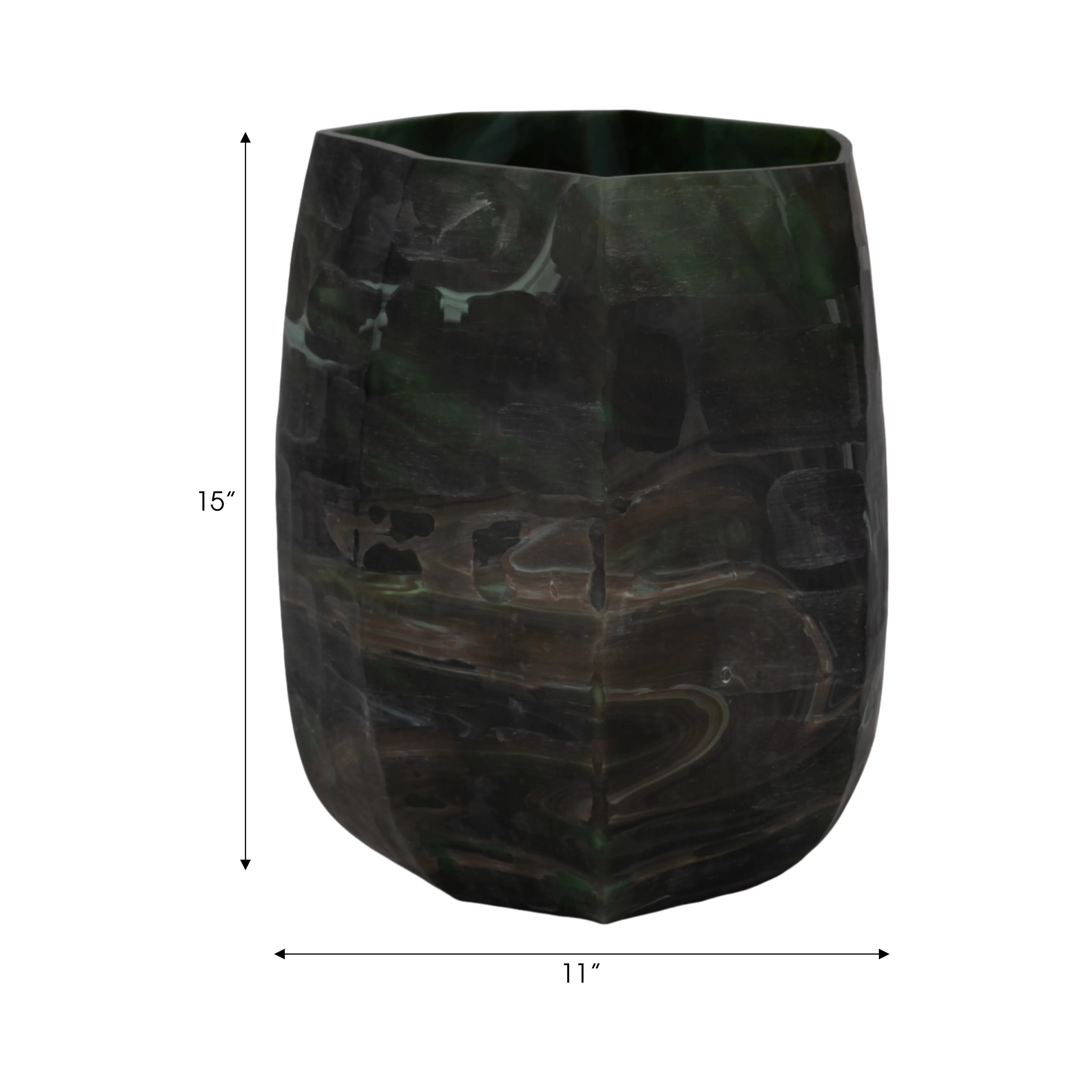 15" SAVU MEDIUM GREEN GLASS VASE