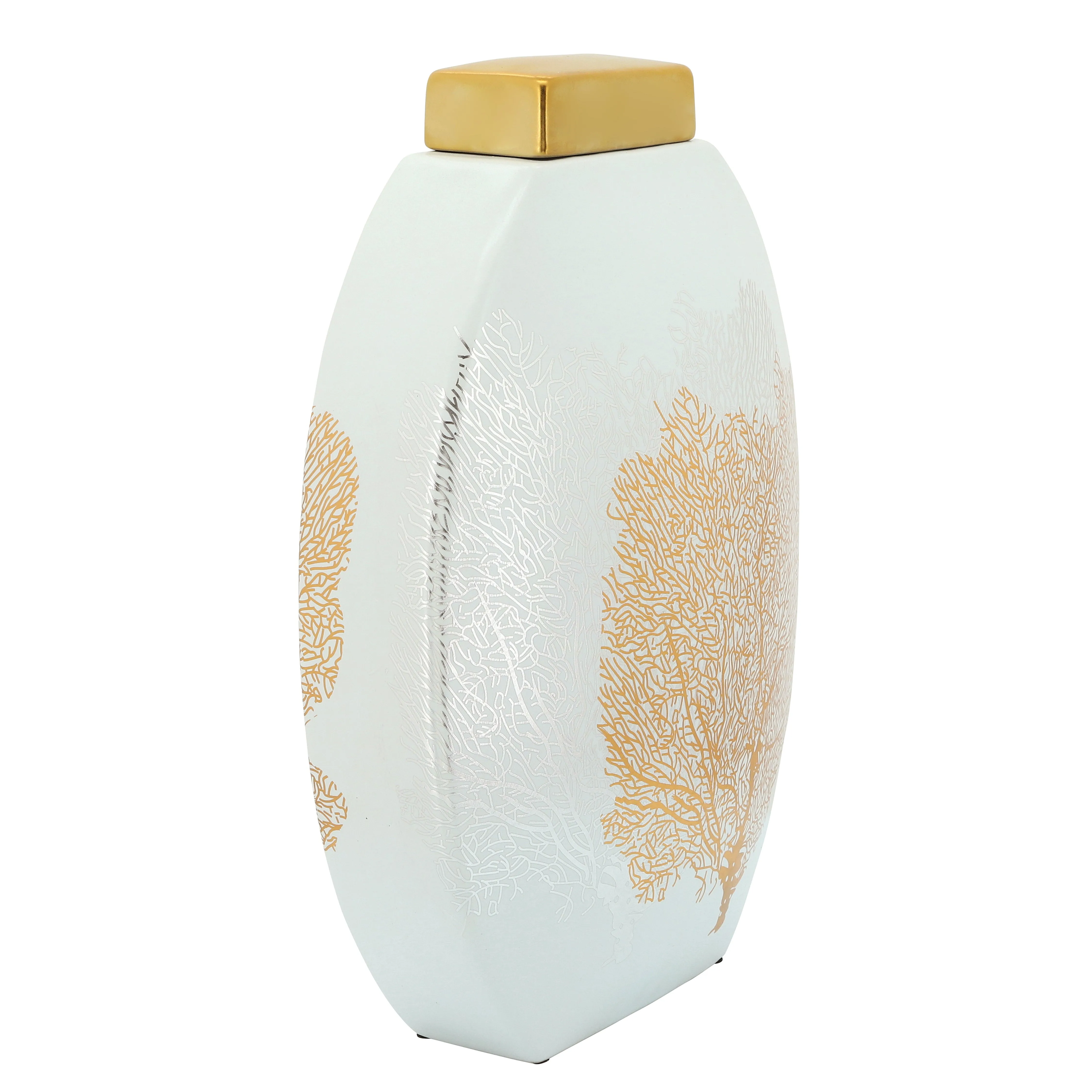 16" DECAL JAR W/ LID, GOLD
