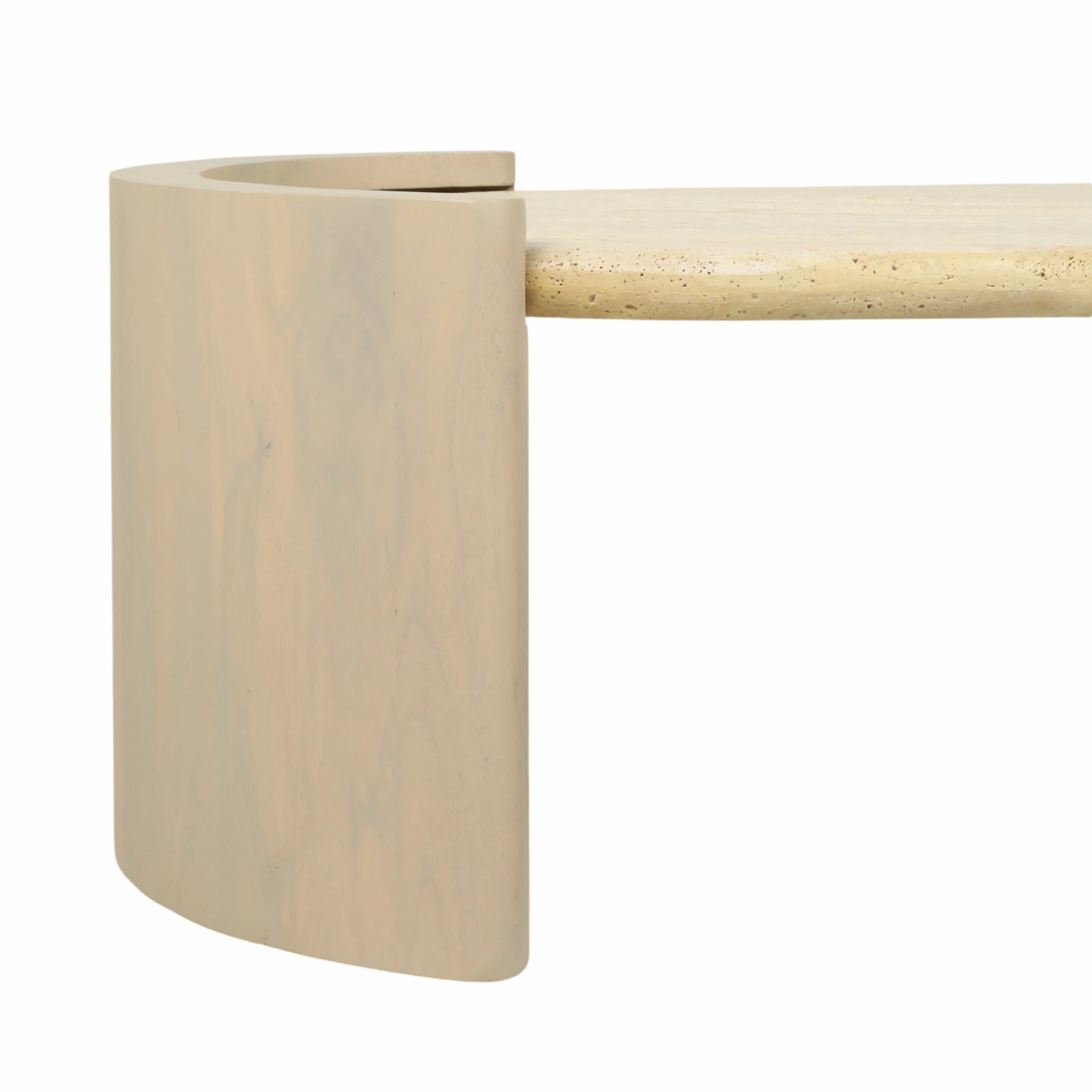 16" Leiona Travertine And Wood Coffee Table