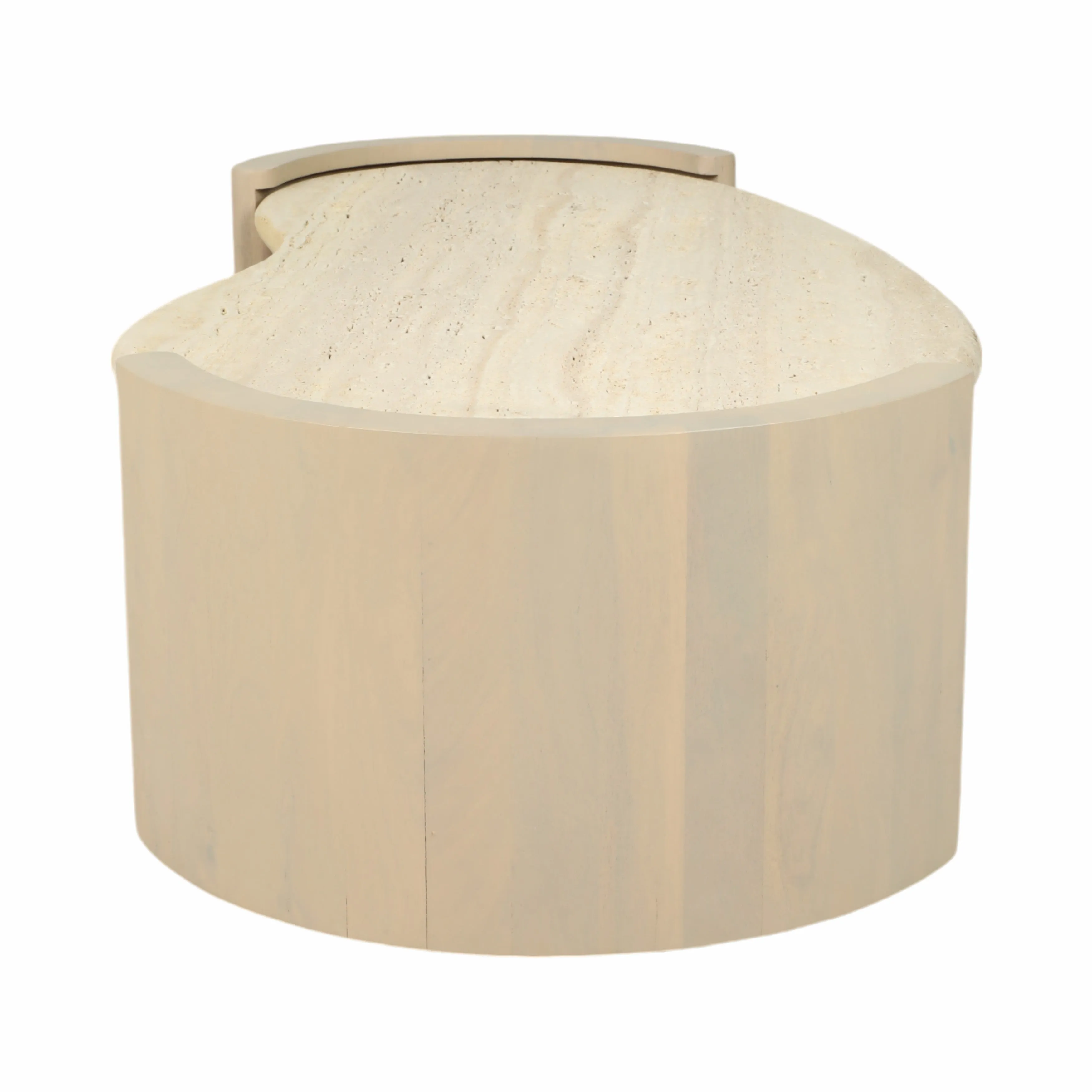 16" Leiona Travertine And Wood Coffee Table