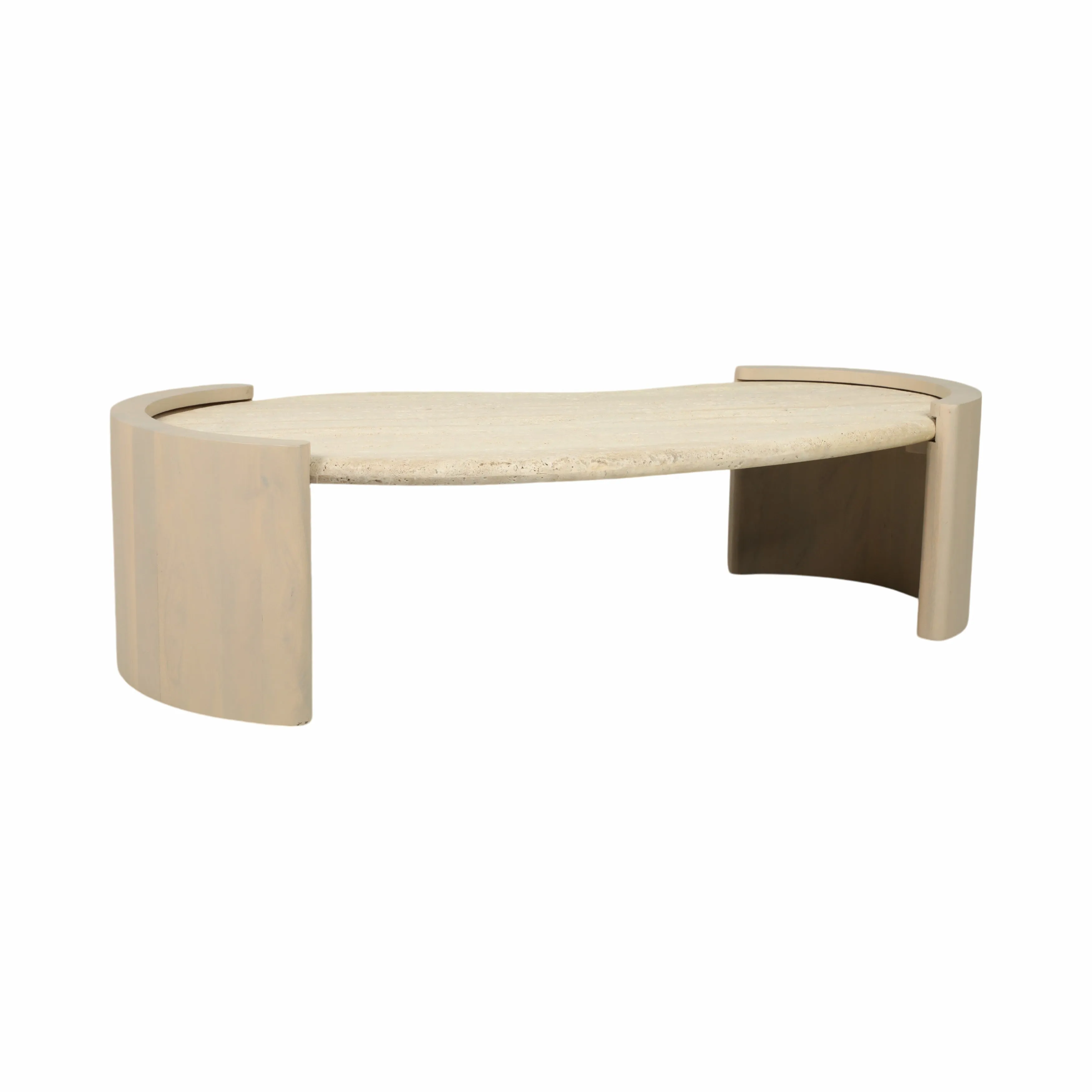 16" Leiona Travertine And Wood Coffee Table