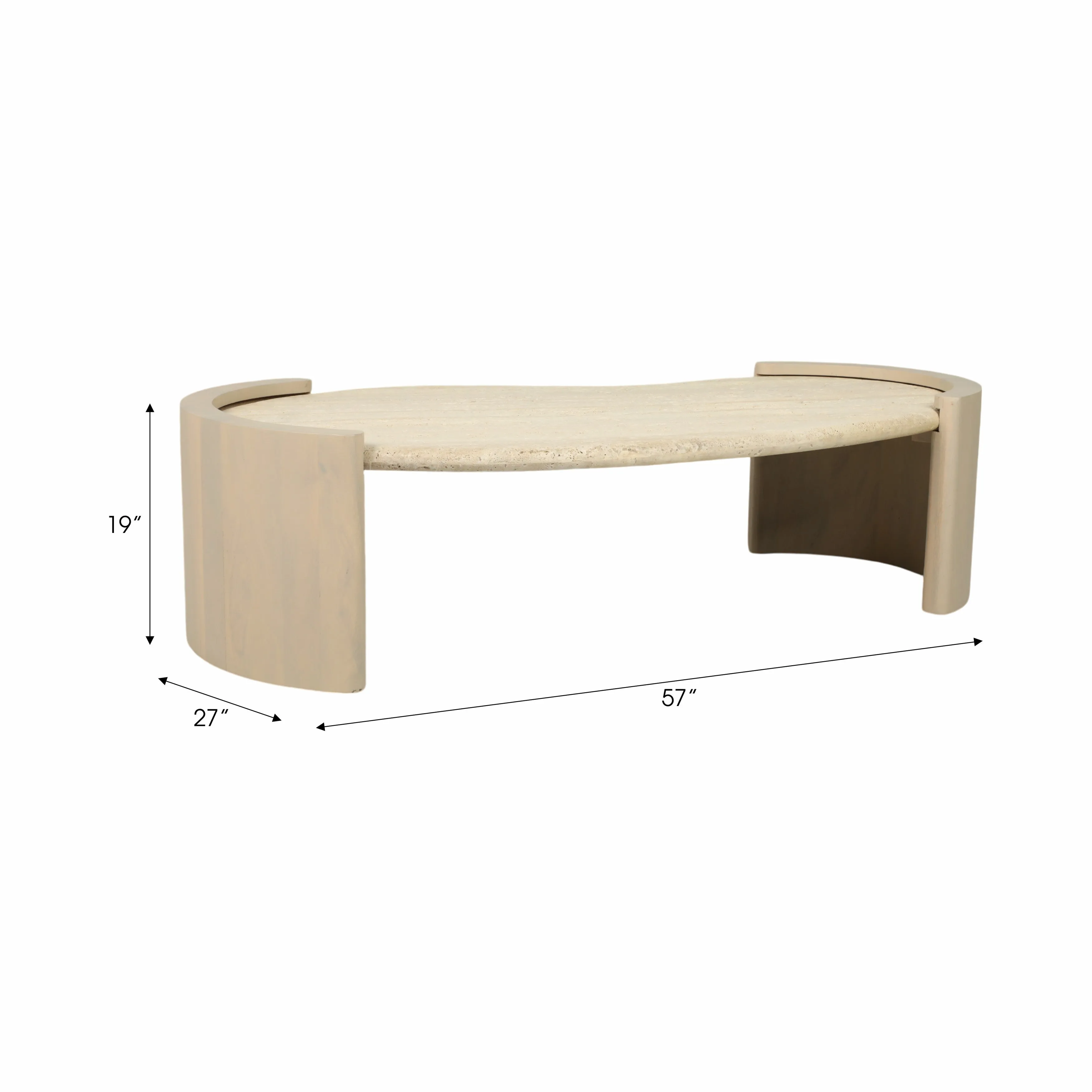 16" Leiona Travertine And Wood Coffee Table
