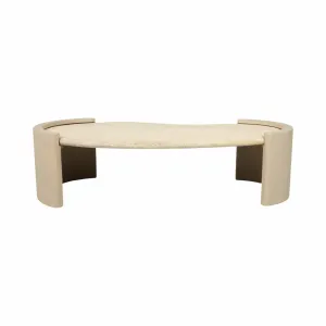 16" Leiona Travertine And Wood Coffee Table