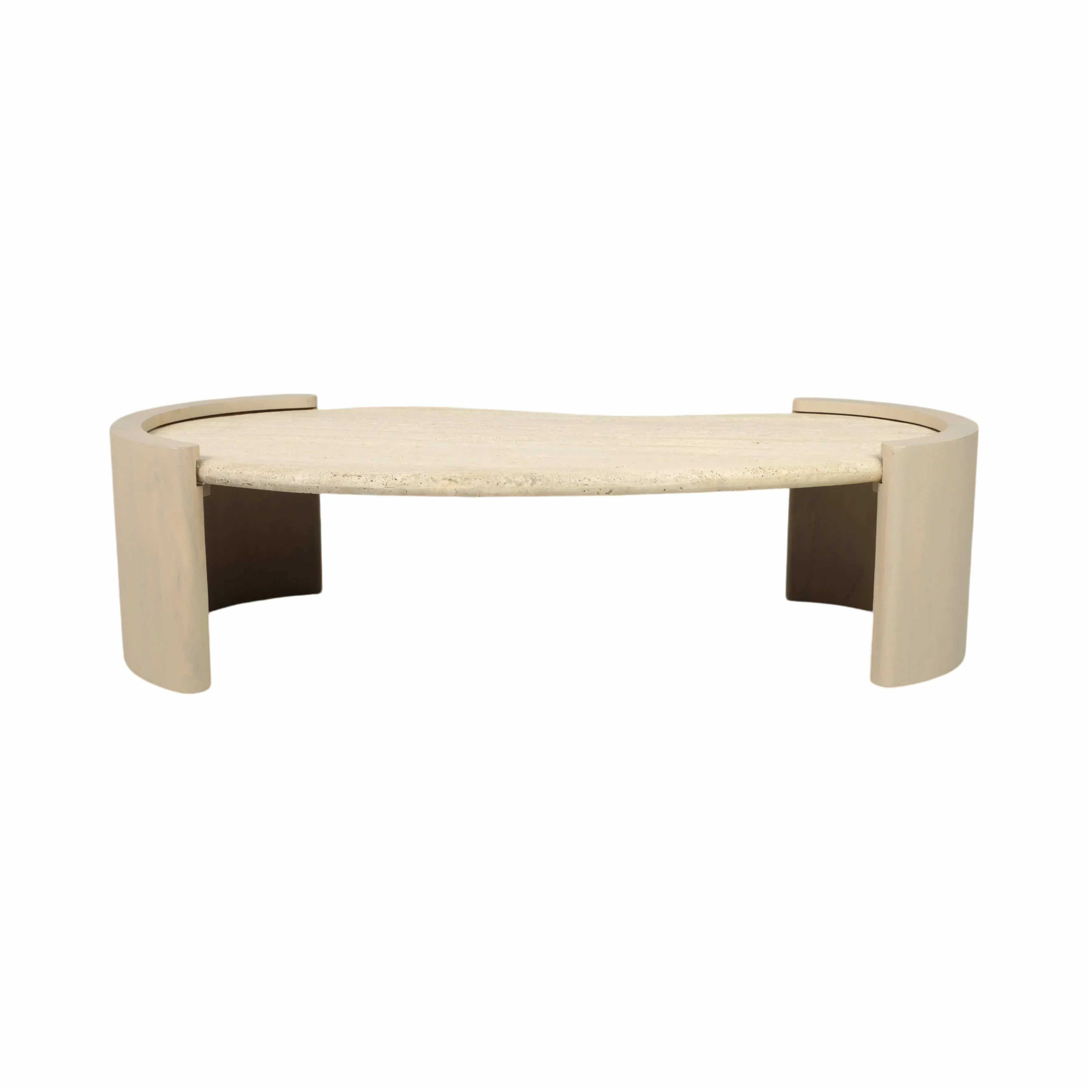 16" Leiona Travertine And Wood Coffee Table