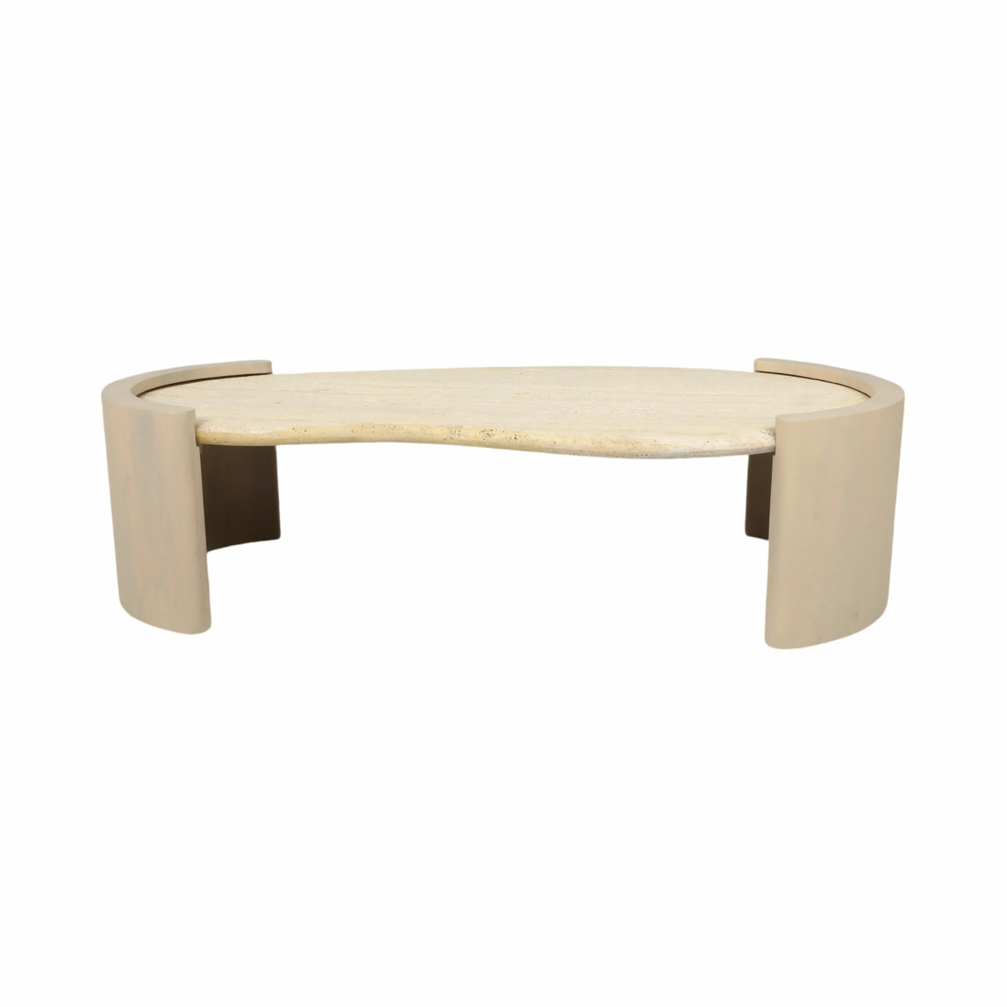 16" Leiona Travertine And Wood Coffee Table