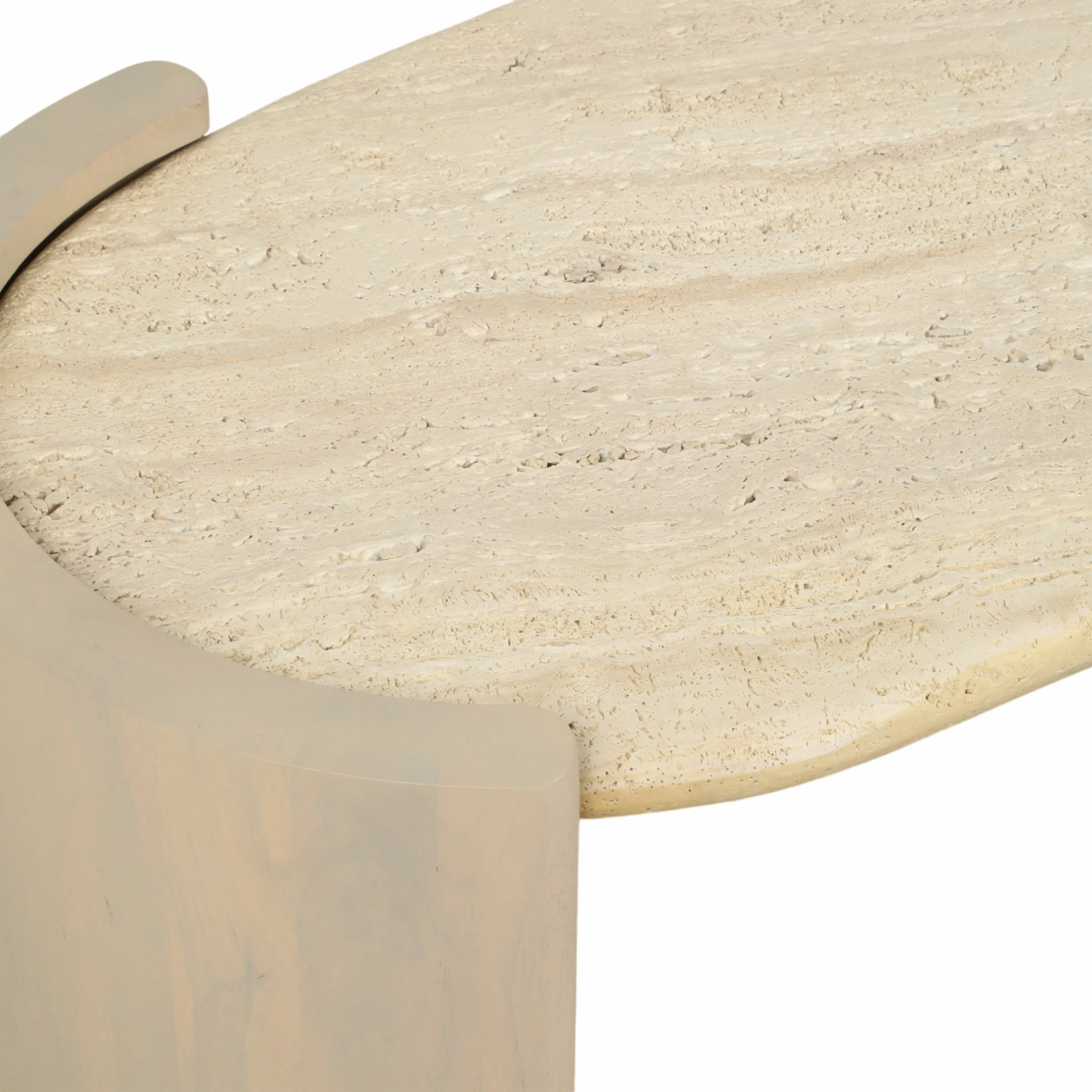 16" Leiona Travertine And Wood Coffee Table