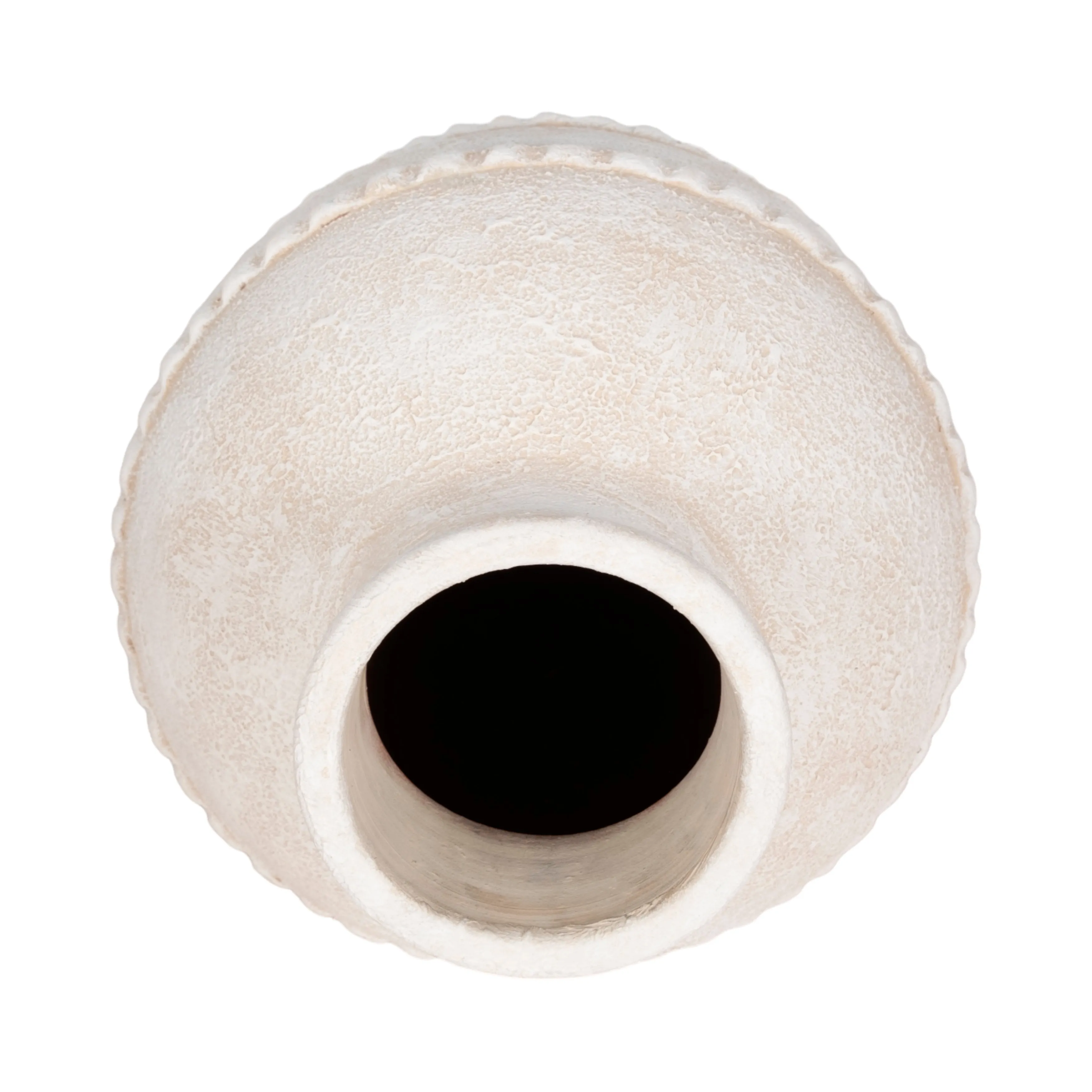 16" Traditional Textured Terracotta Vase, Ivory